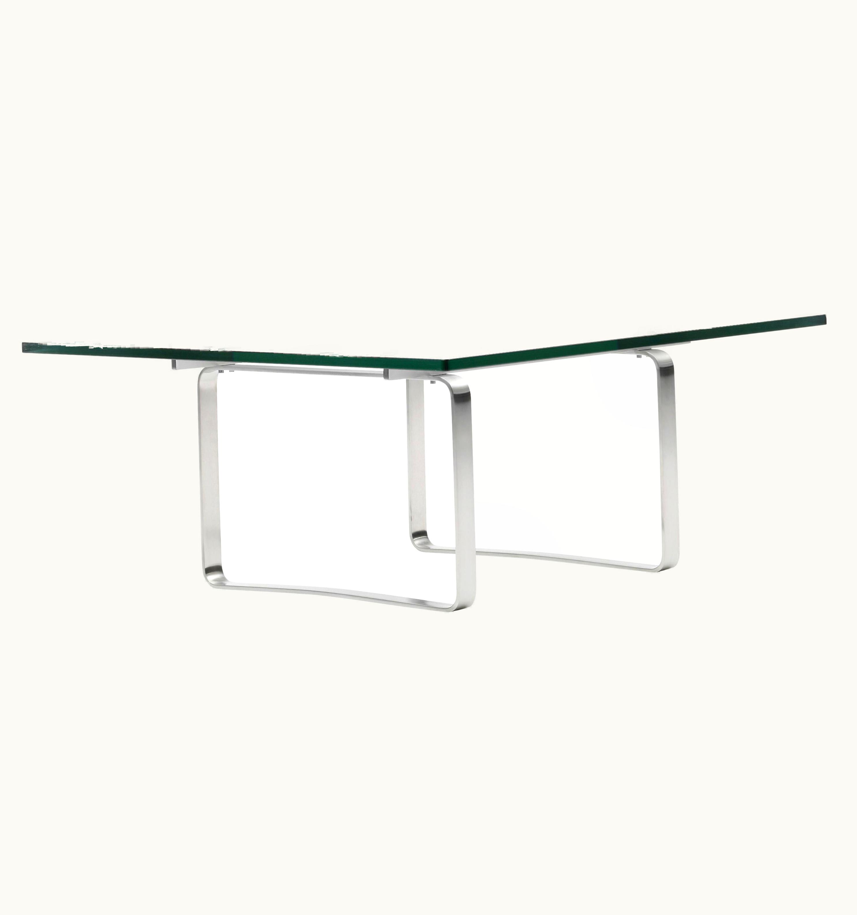 Hans J. Wegner Hans J. Wegner CH106 Small Coffee Table With Glass Top & Stainless Steel Base By Hans J. Wegner