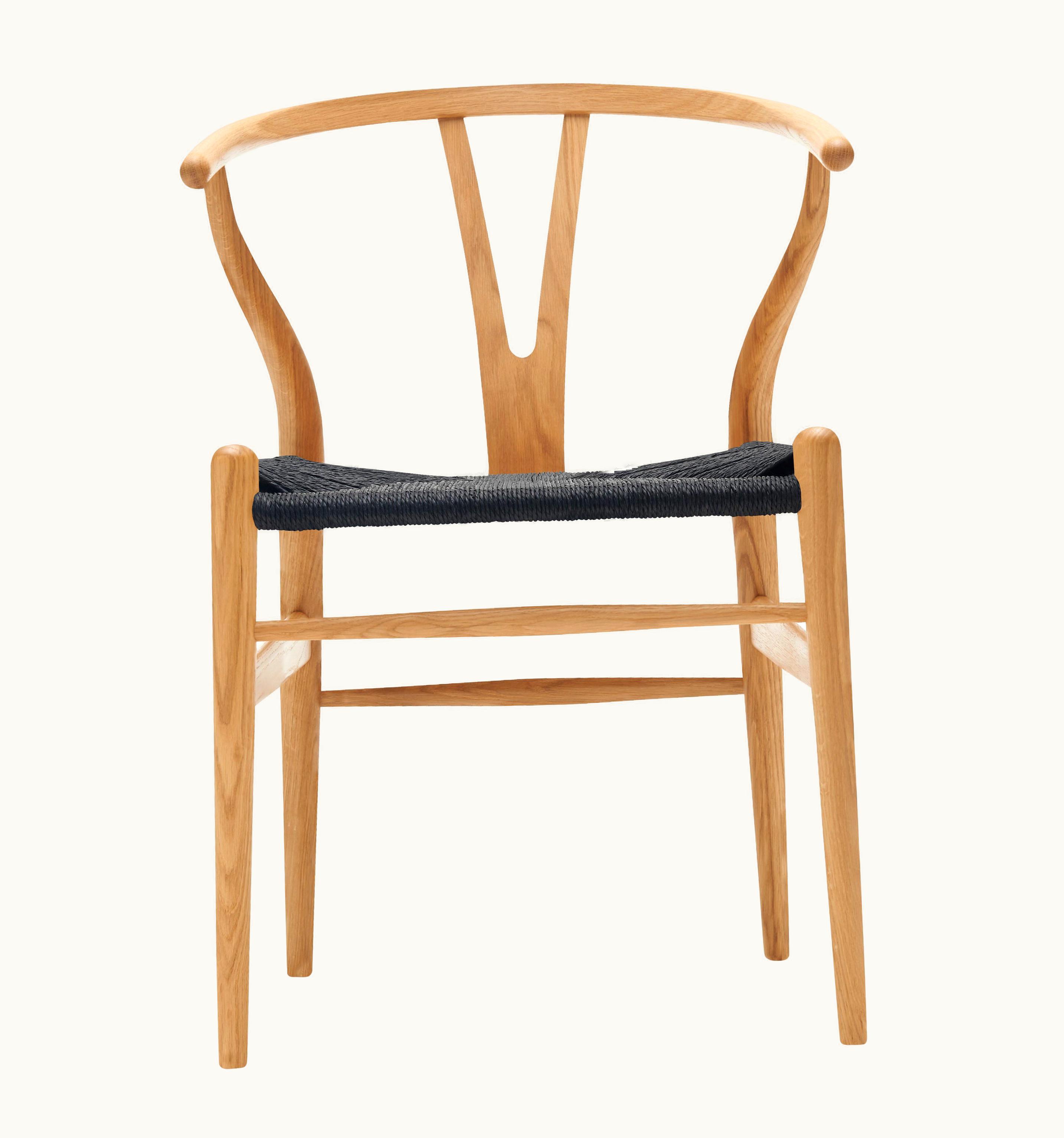 Hans J. Wegner Hans J. Wegner CH24 Wishbone Chair In Oak Oil With Black Papercord Seat By Hans J. Wegner