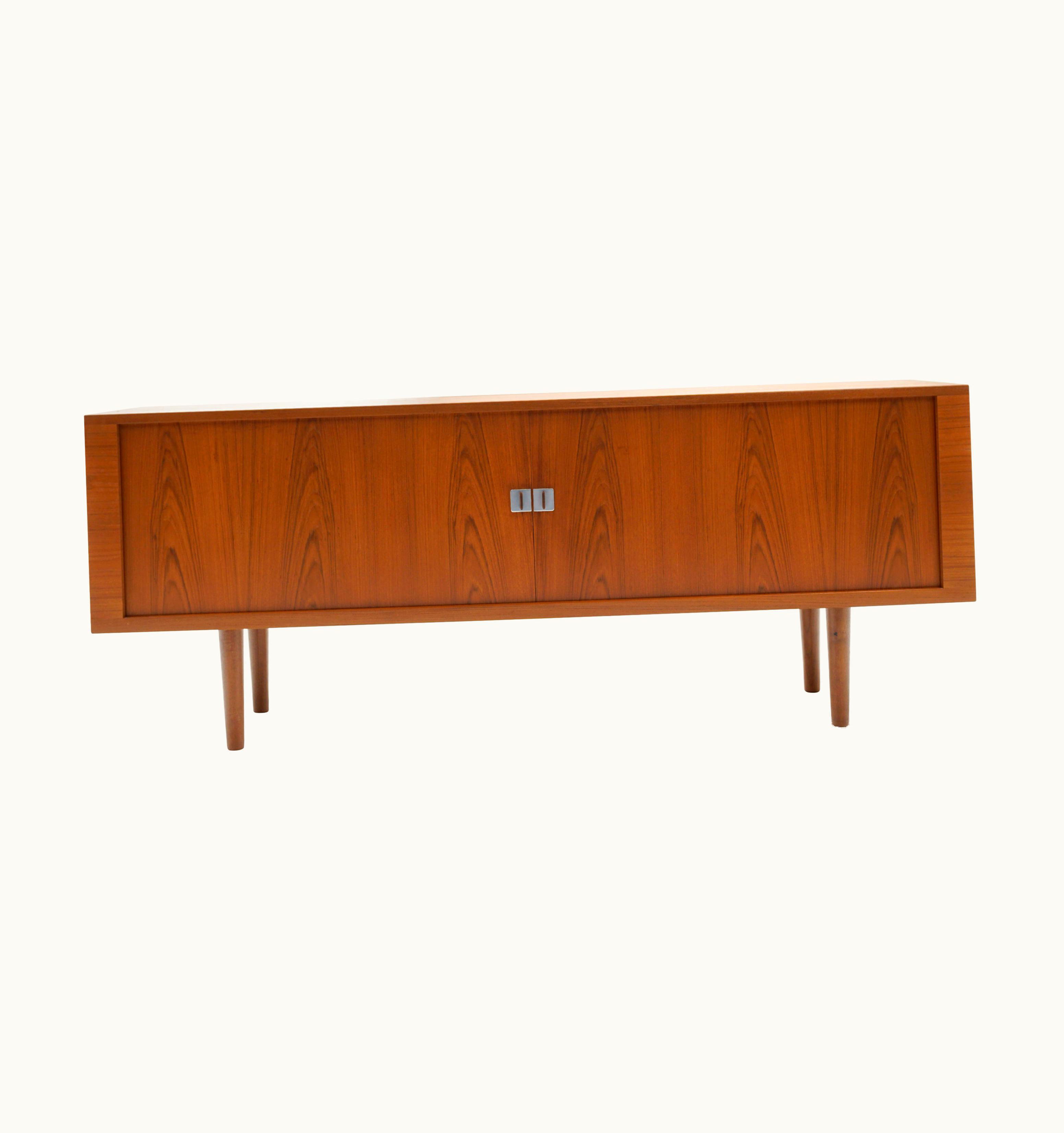 Hans J. Wegner Hans J. Wegner President Credenza In Teak By Hans Wegner, Exceptional Example, Tambour Doors