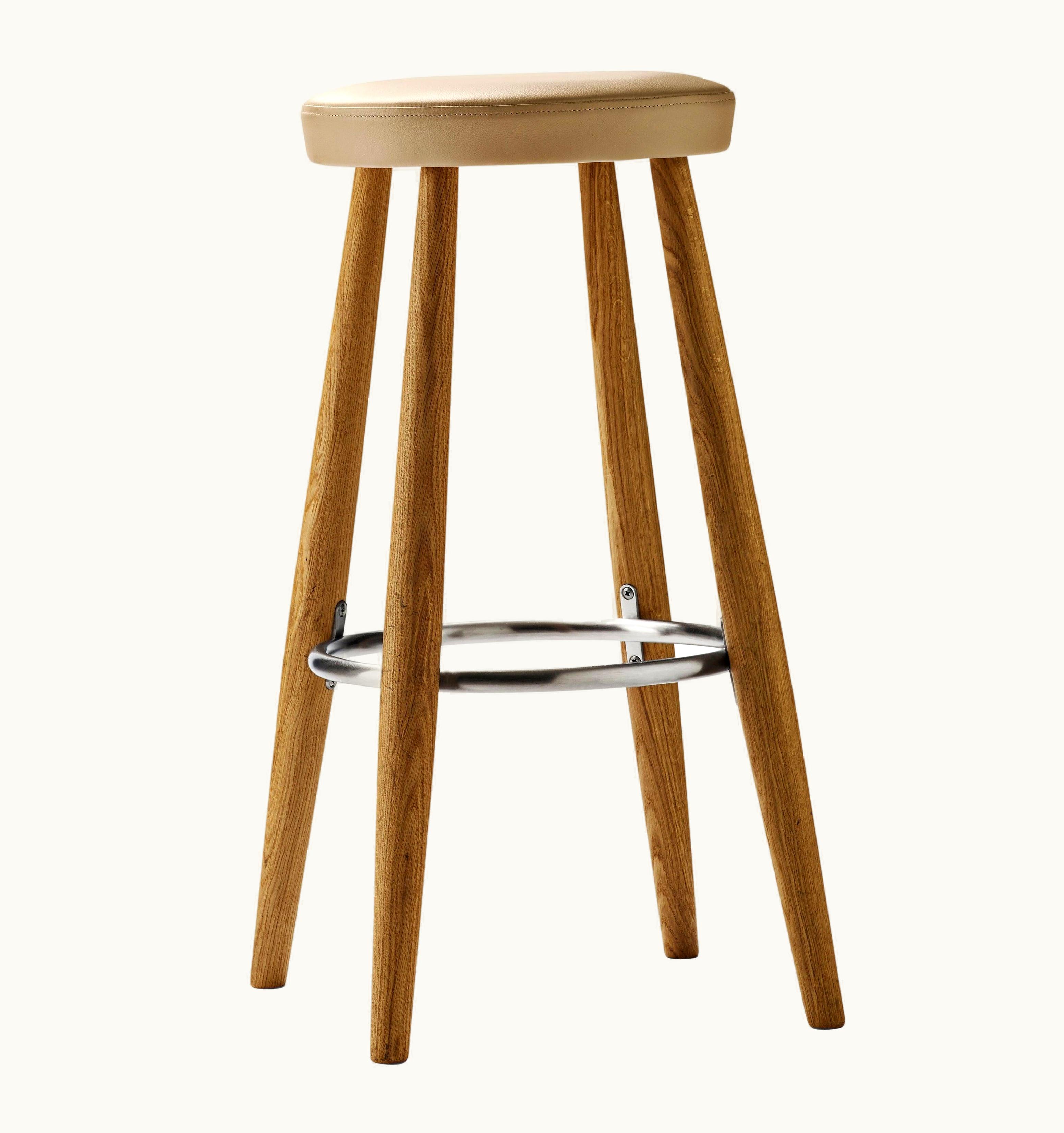Hans J. Wegner Hans J. Wegner CH56 Barstool In Oiled Oak With Thor 310 Leather Seat By Hans J. Wegner