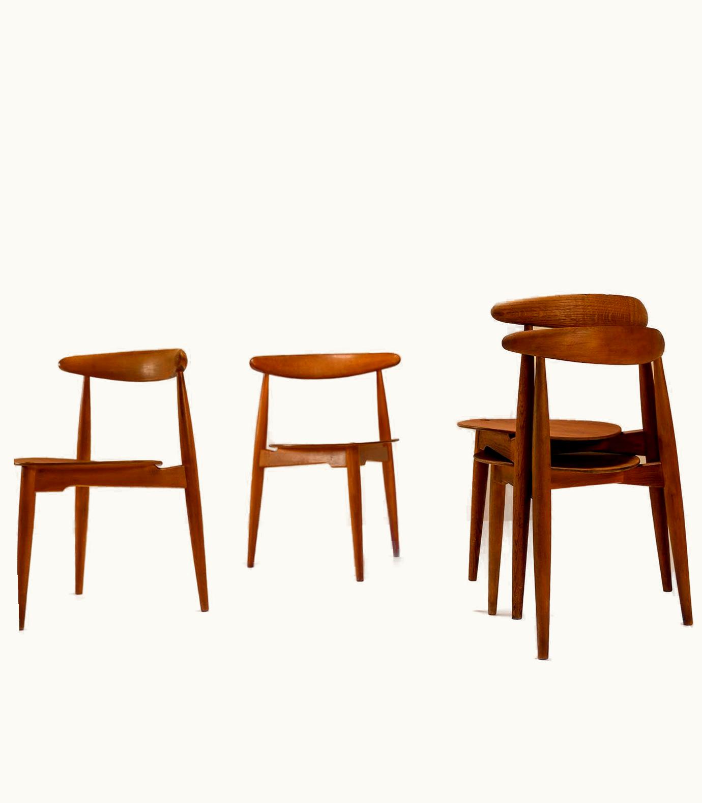 Hans J. Wegner Hans J. Wegner Four 'Heart' Dining Chairs By Hans Wegner Model FH4103 For Fritz Hansen, 1950s