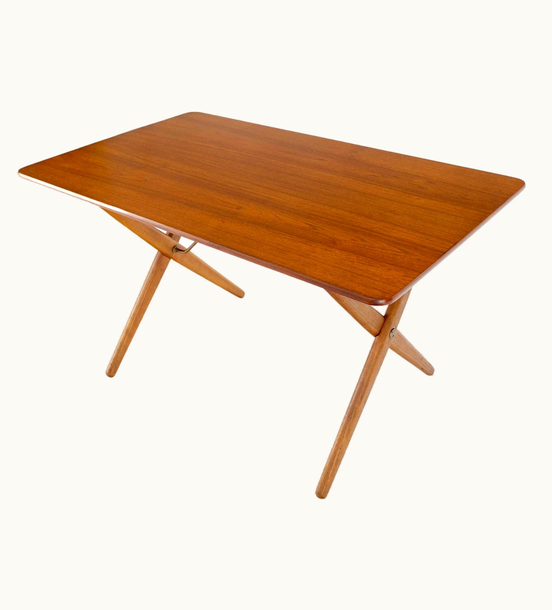 Hans J. Wegner Hans J. Wegner Danish Mid-Century Modern Teak & Brass X Base Coffee Side Table