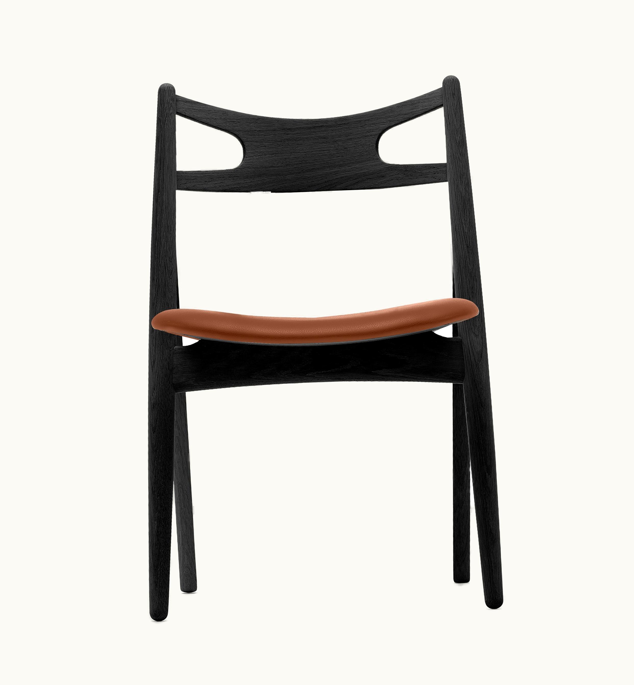Hans J. Wegner Hans J. Wegner CH29P Sawbuck Chair In Oak Painted Black & Thor 307 Leather By Hans J. Wegner