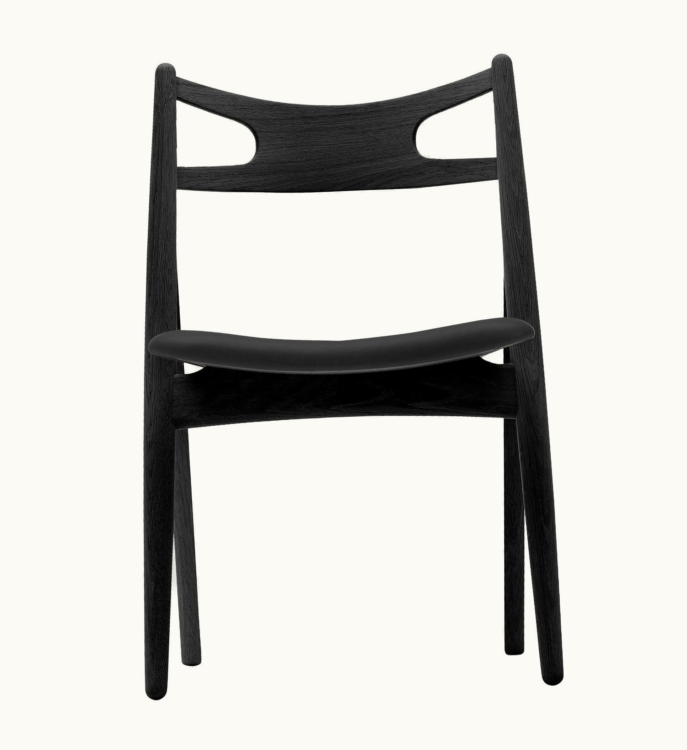 Hans J. Wegner Hans J. Wegner CH29P Sawbuck Chair In Oak Painted Black & Thor 301 Leather By Hans J. Wegner