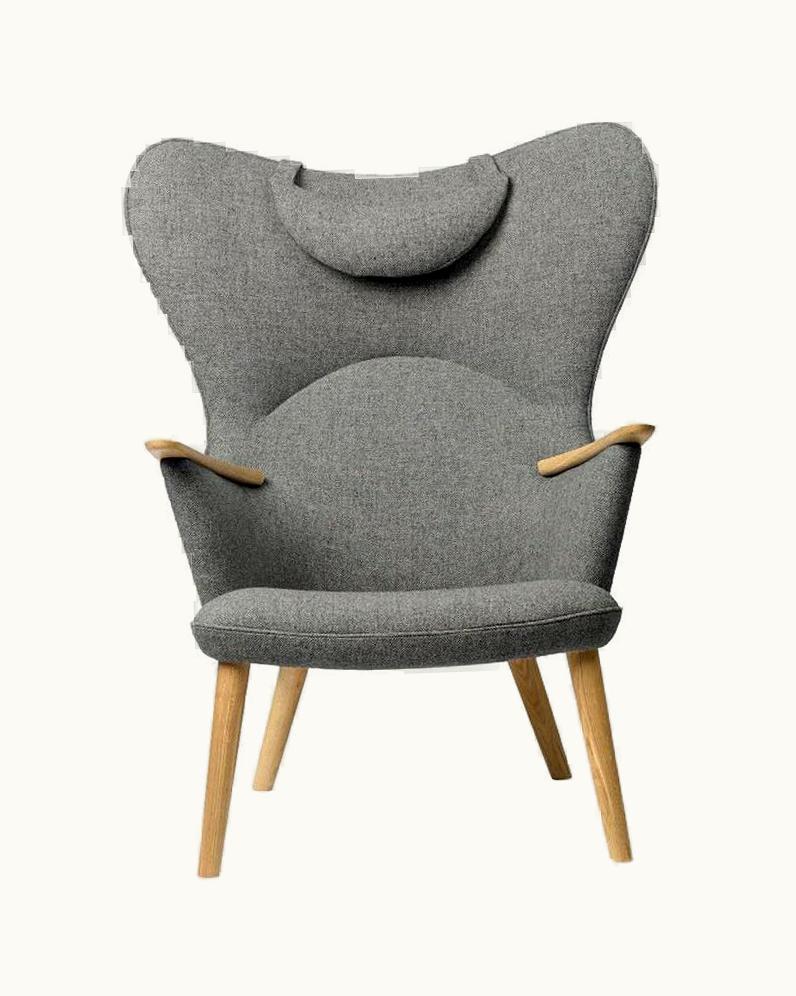 Hans J. Wegner Hans J. Wegner Carl Hansen CH78 Mama Bear Chair In Oak/ Fiord 151 Fabric By Hans J. Wegner