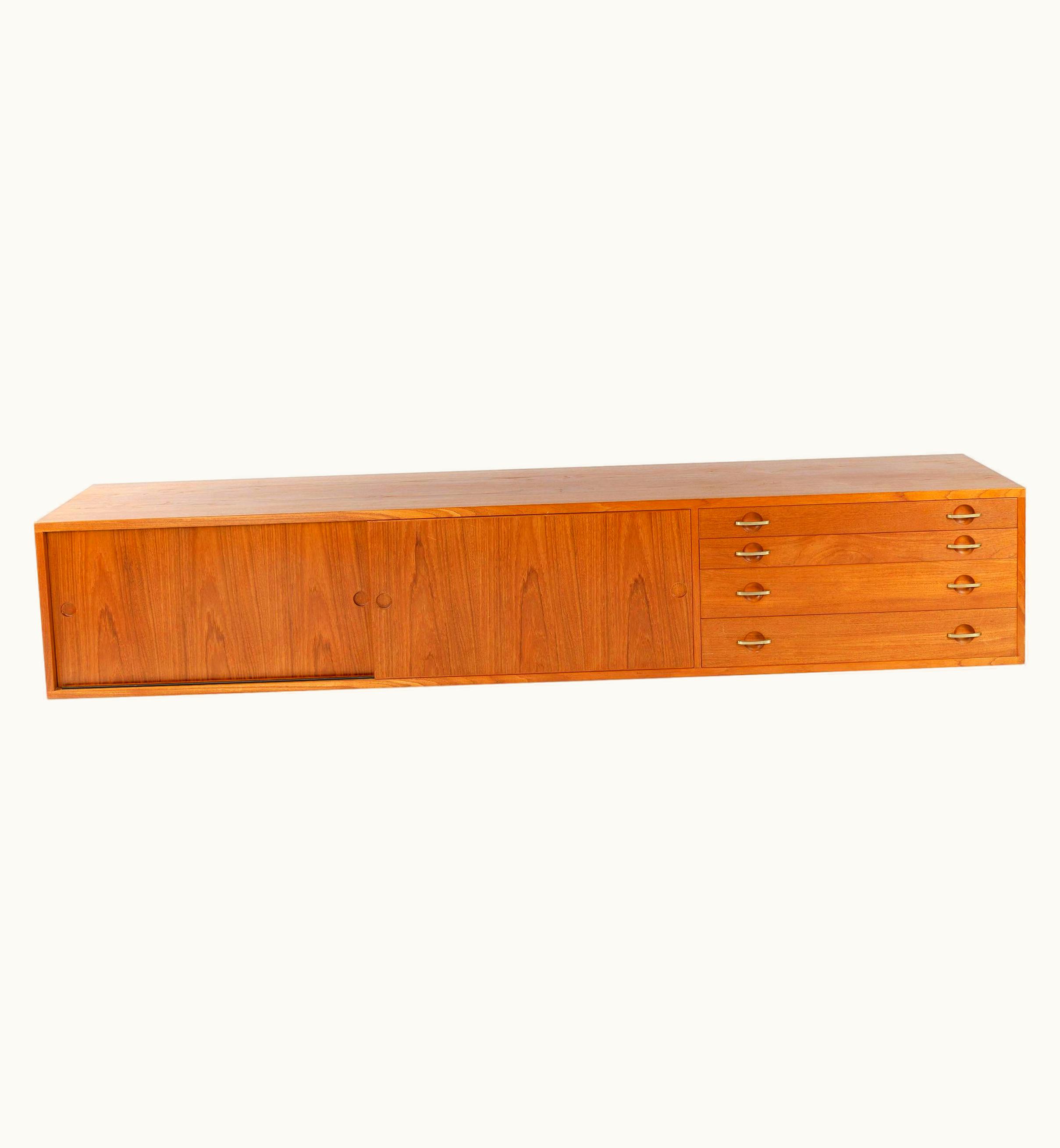 Hans J. Wegner Hans J. Wegner Rare Wall Mount Teak Credenza By Hans J. Wegner For Johannes Hansen Made In 1952