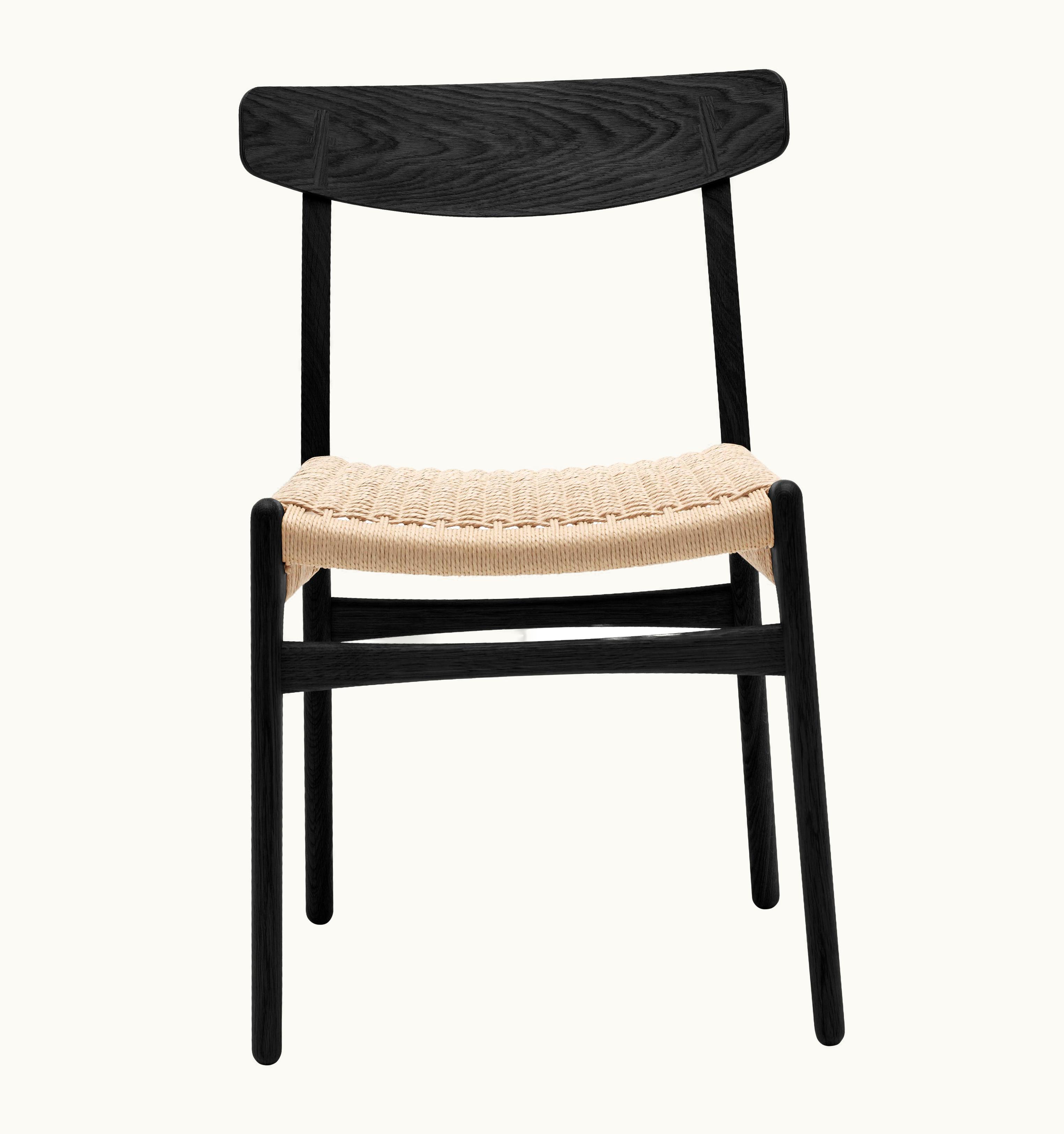 Hans J. Wegner Hans J. Wegner CH23 Dining Chair In Oak Painted Black & Natural Papercord By Hans J. Wegner