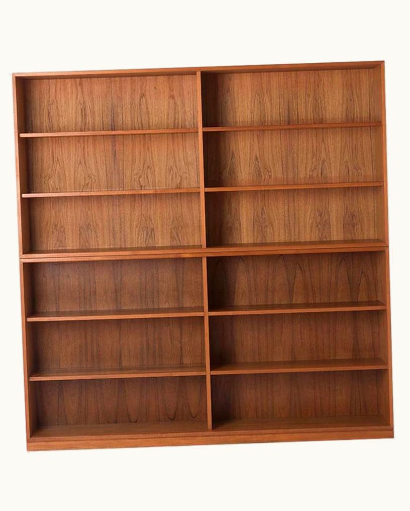 Hans J. Wegner Hans J. Wegner Teak Tall Double Modular Bookcase With Sliding Doors Ry Mobler