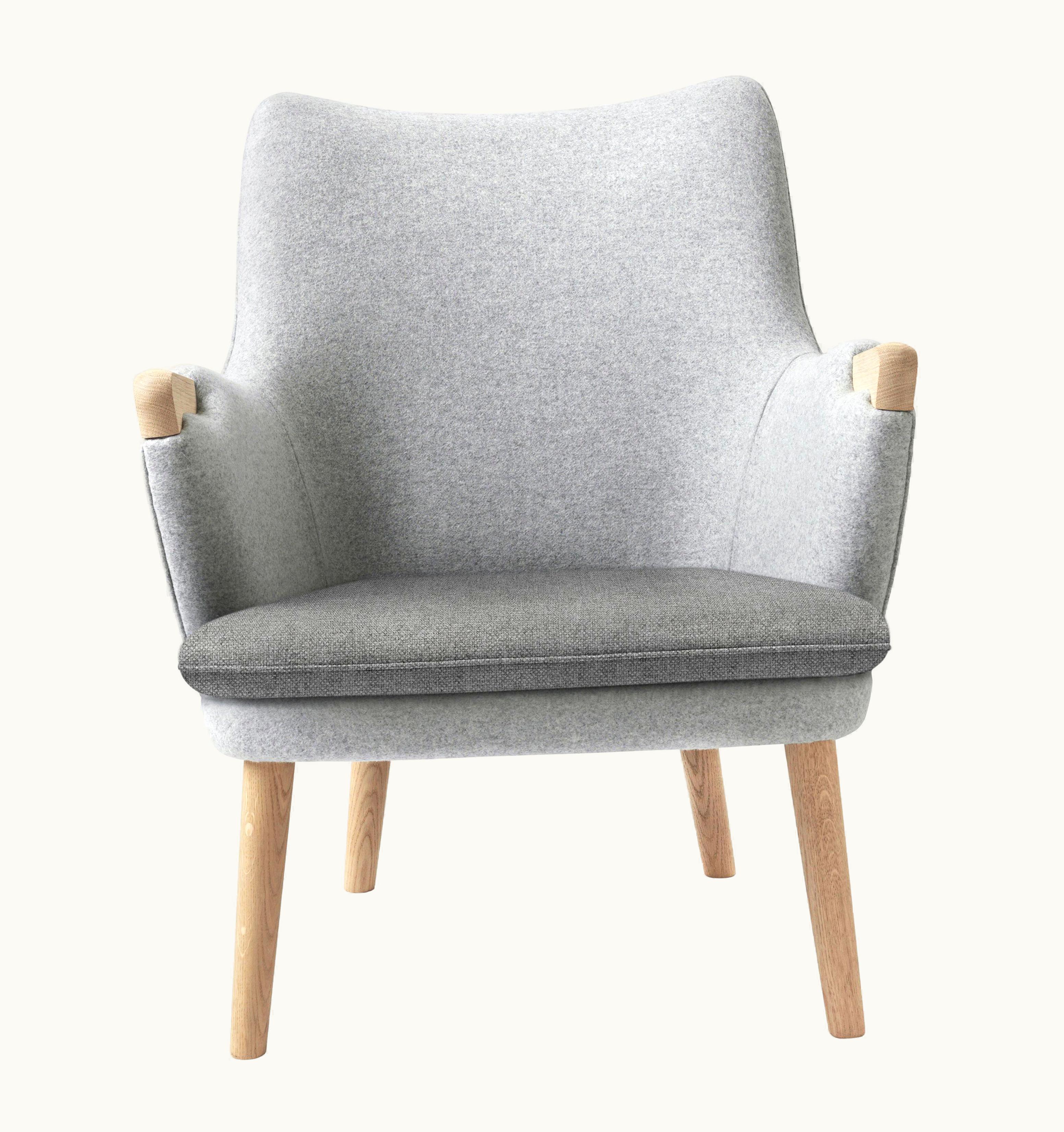 Hans J. Wegner Hans J. Wegner CH71 Lounge Chair In Oak White Oil With Fabric Upholstery By Hans J. Wegner