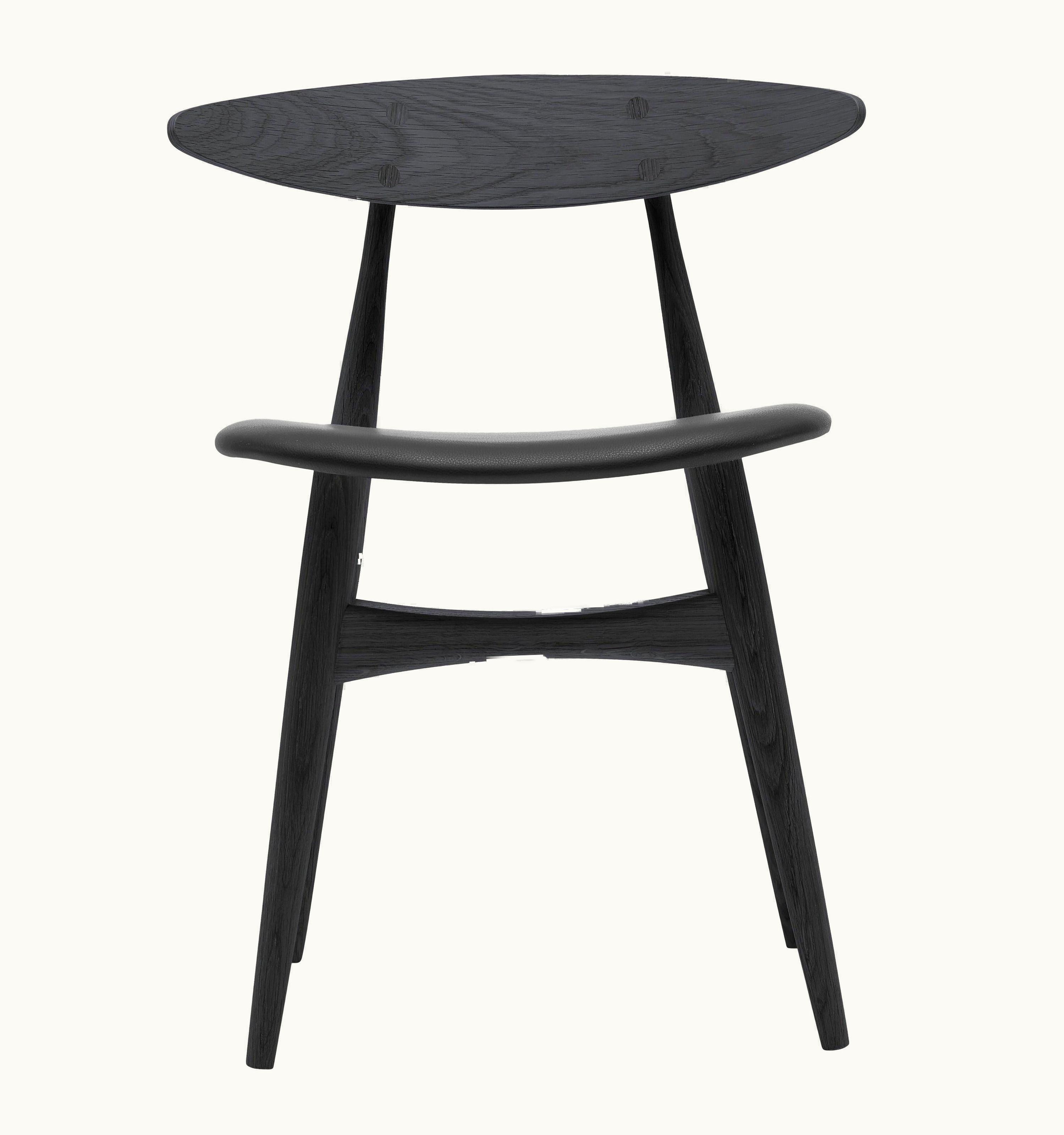 Hans J. Wegner Hans J. Wegner CH33P Dining Chair In Oak Painted Black & Thor 301 Leather By Hans J. Wegner
