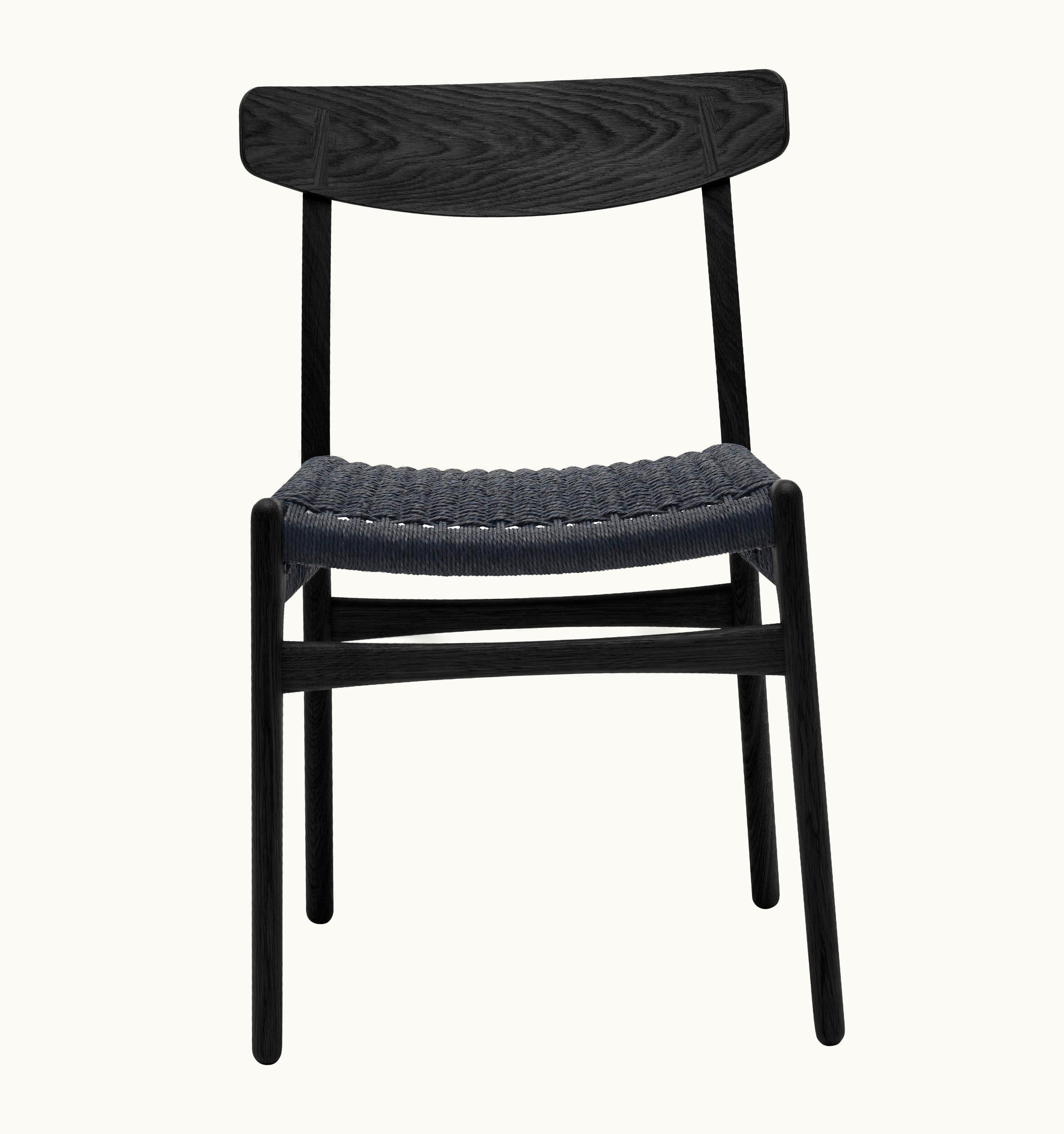 Hans J. Wegner Hans J. Wegner CH23 Dining Chair In Oak Painted Black & Black Papercord Seat By Hans J. Wegner