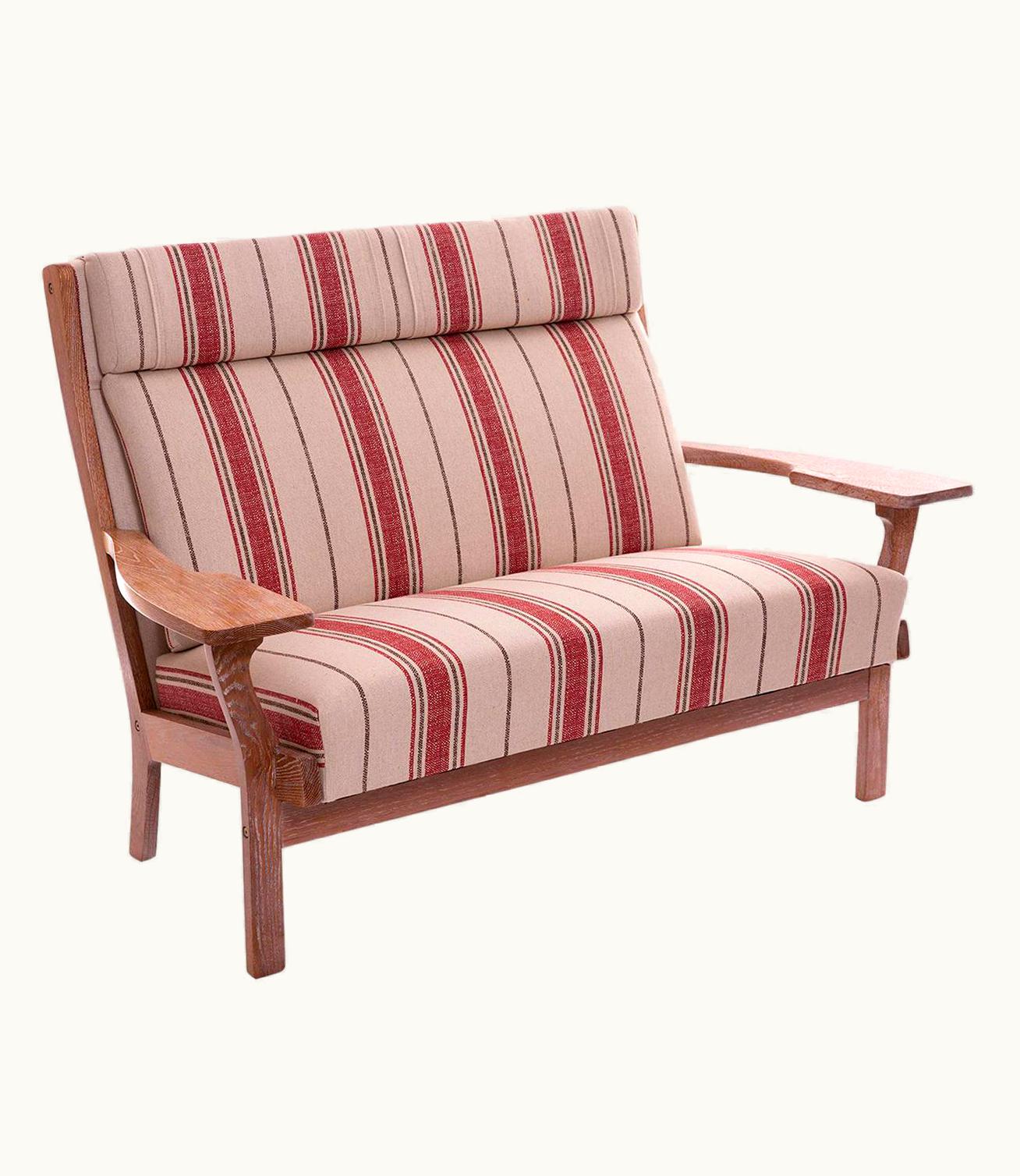 Hans J. Wegner Hans J. Wegner Mid-Century Modern Striped Sofa With Cerused Oak