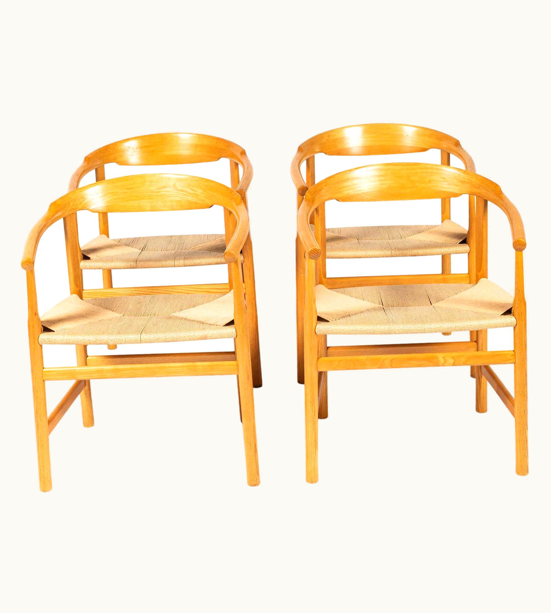 Hans J. Wegner Hans J. Wegner Set Of Four Hans Wegner For PP Møbler PP 209 Chairs In Oiled Oak And Papercord