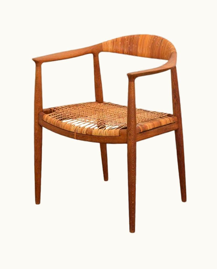 Hans J. Wegner Hans J. Wegner Oak And Cane Round Chair