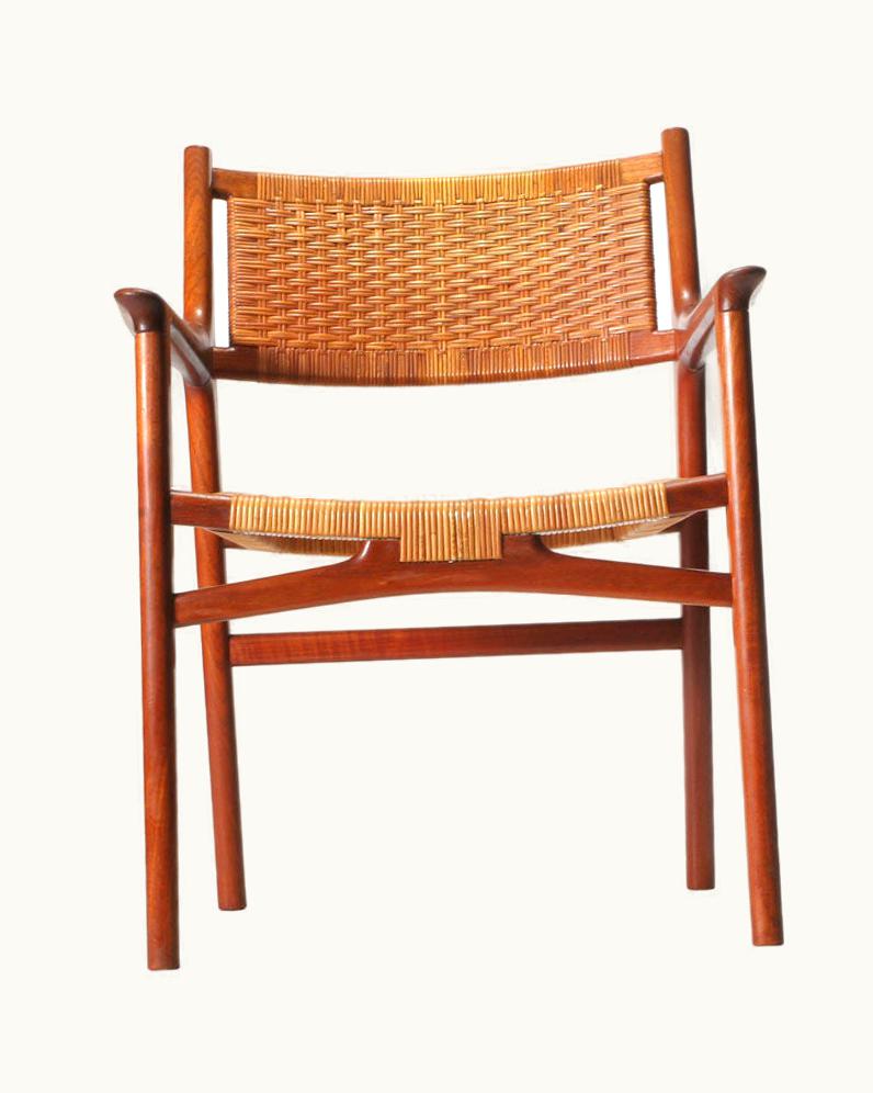 Hans J. Wegner Hans J. Wegner Teak And Cane Armchair By Hans Wegner