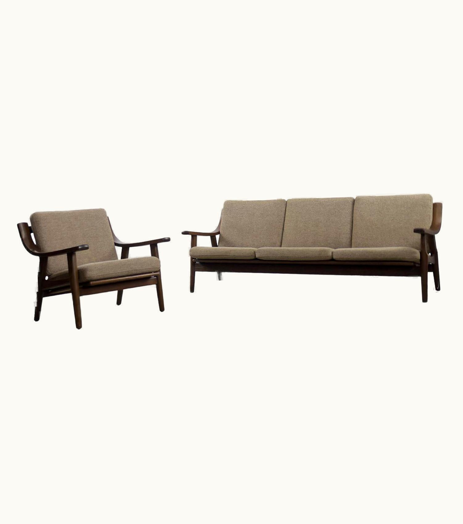 Hans J. Wegner Hans J. Wegner Vintage Mid-Century Modern 3-Seat Sofa & Armchair By Hans J. Wegner For Getama