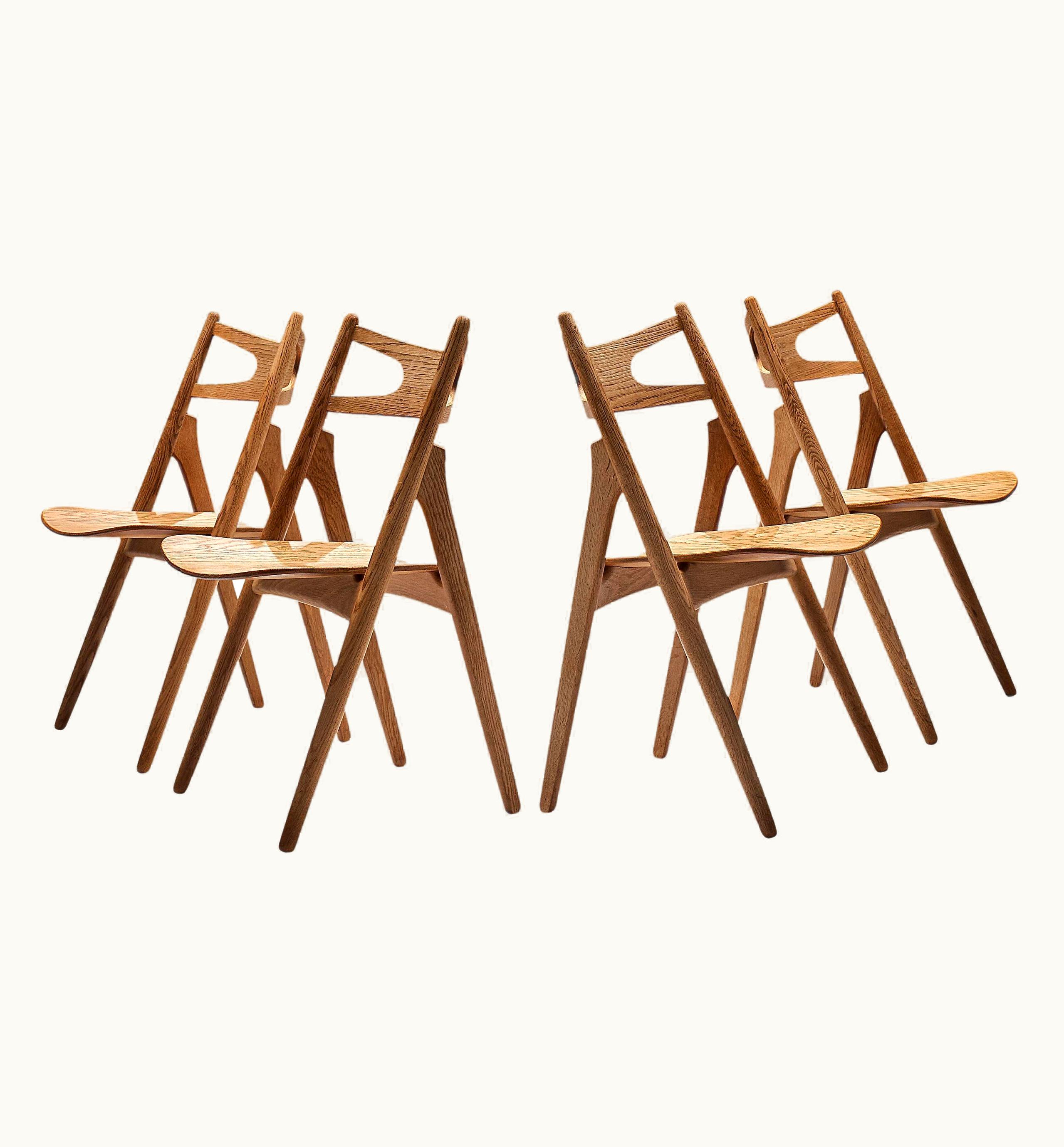 Hans J. Wegner Hans J. Wegner Set Of Four 'Sawbuck' Dining Chairs In Oak