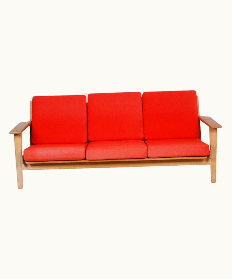 Hans J. Wegner Hans J. Wegner Hans J Wegner Ge-290 3 Pers Sofa With Red Fabric