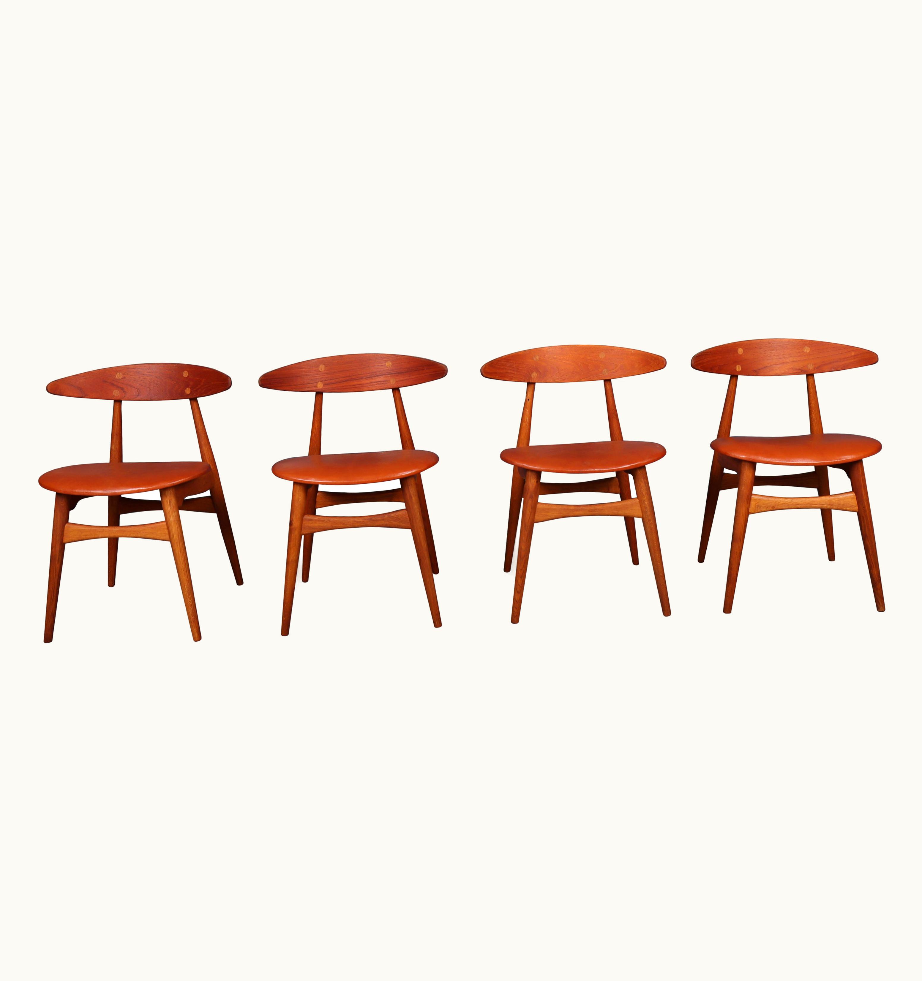 Hans J. Wegner Hans J. Wegner Set Of Four Side Chairs In Teak & Oak By Hans Wegner, 1960s