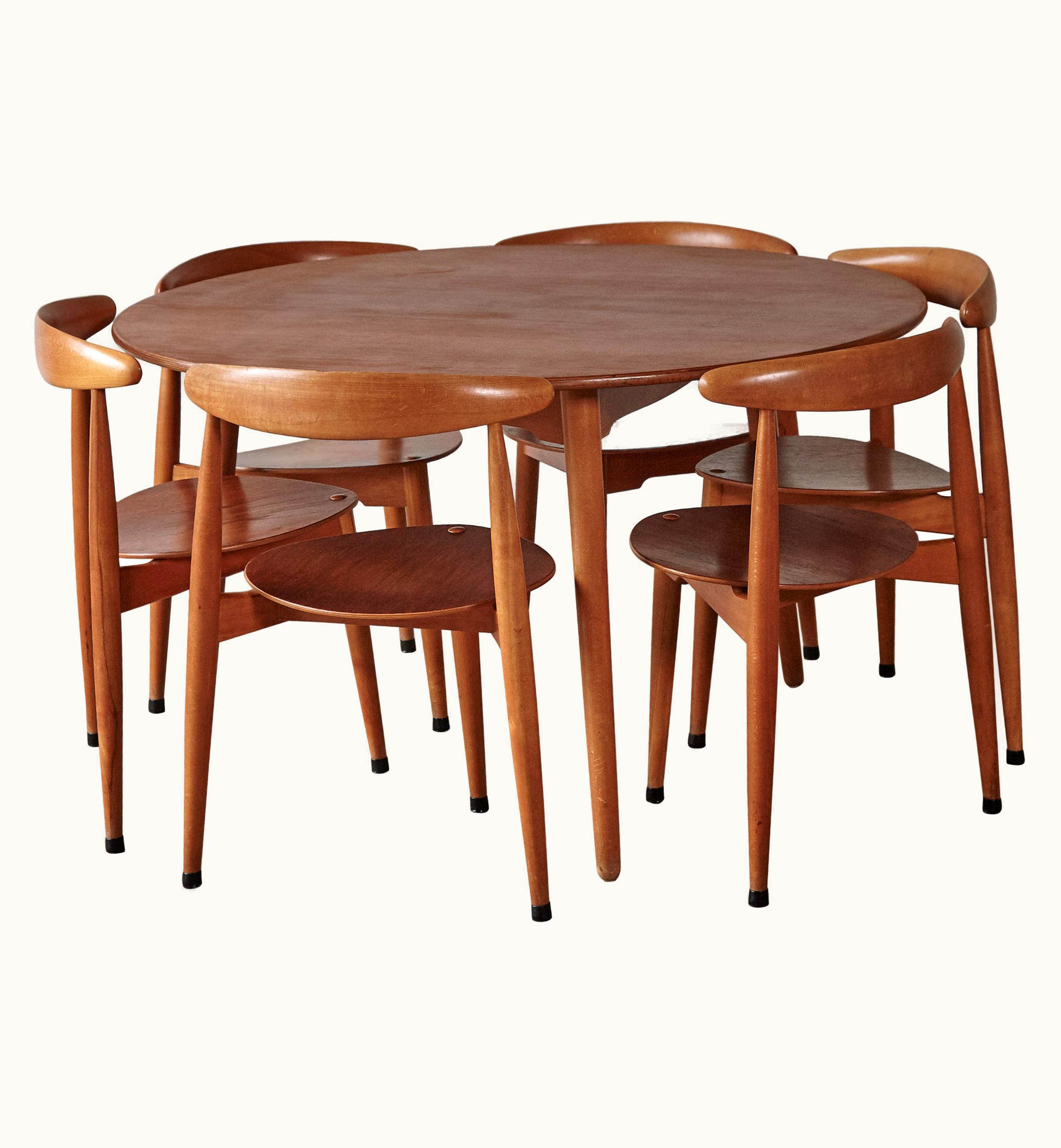 Hans J. Wegner Hans J. Wegner Heart Dining Chairs And Table, Fritz Hansen, Denmark, 1950s