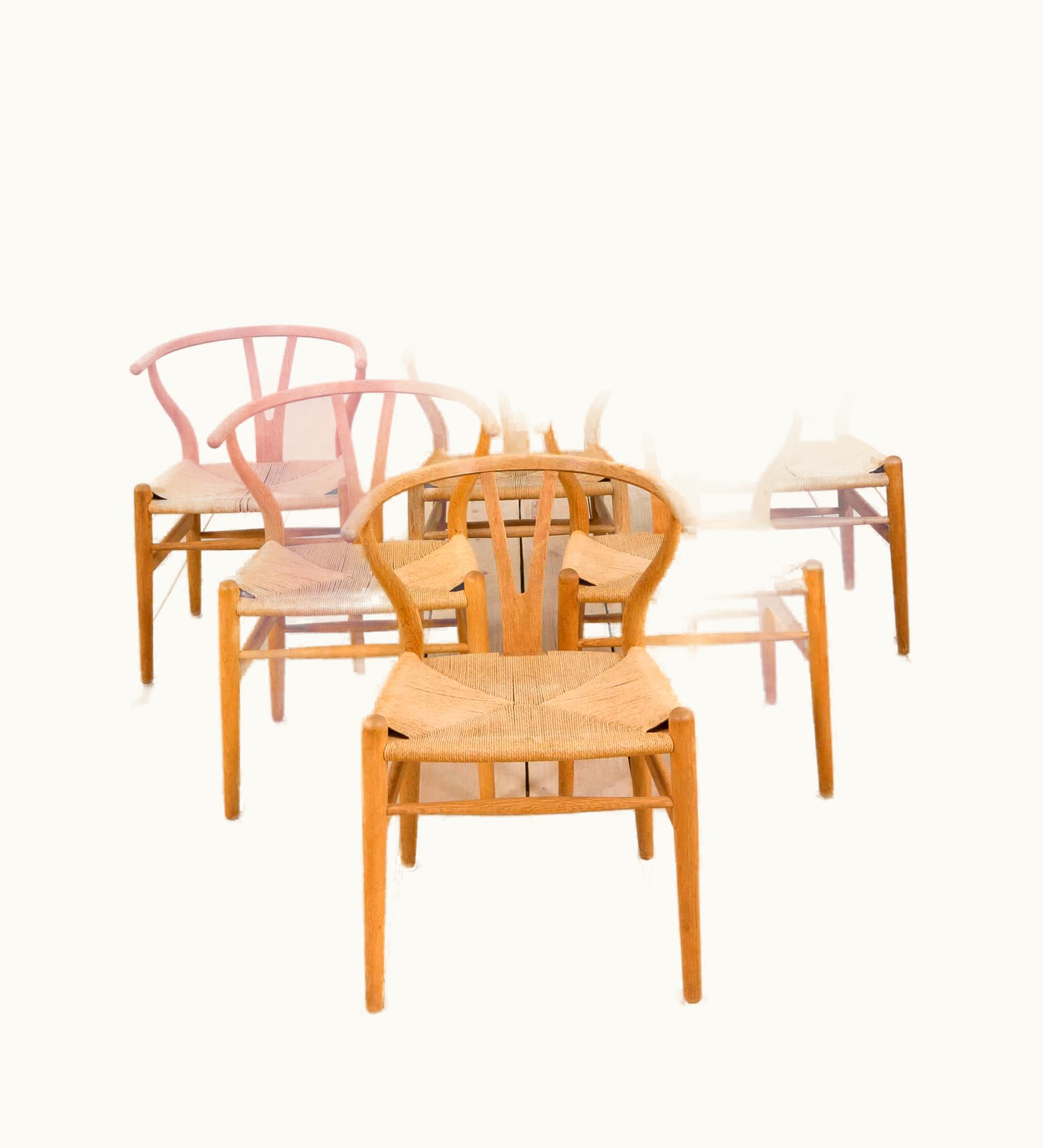 Hans J. Wegner Hans J. Wegner Set Of Six "Wishbone" Chairs In Oak