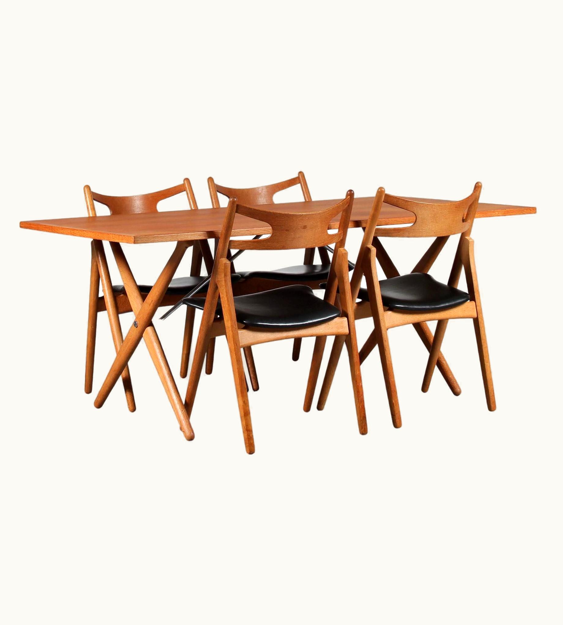 Hans J. Wegner Hans J. Wegner "Sawbuck" Dining Set By Hans J. Wegner For Andreas Tuck, Denmark 1950