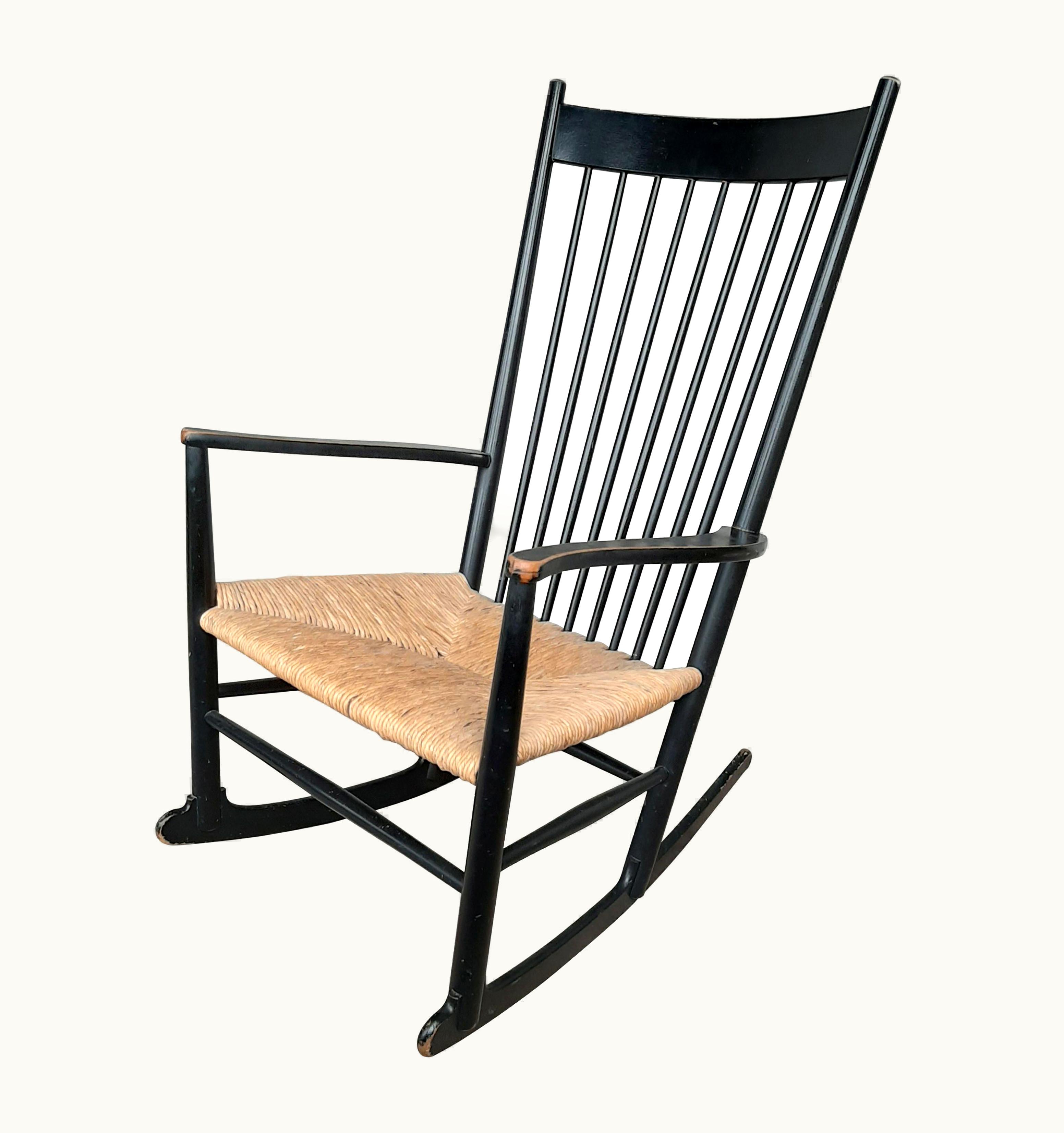 Hans J. Wegner Hans J. Wegner Rocking Chair Model J16 In Painted Beech With Woven Paper Cord Seat