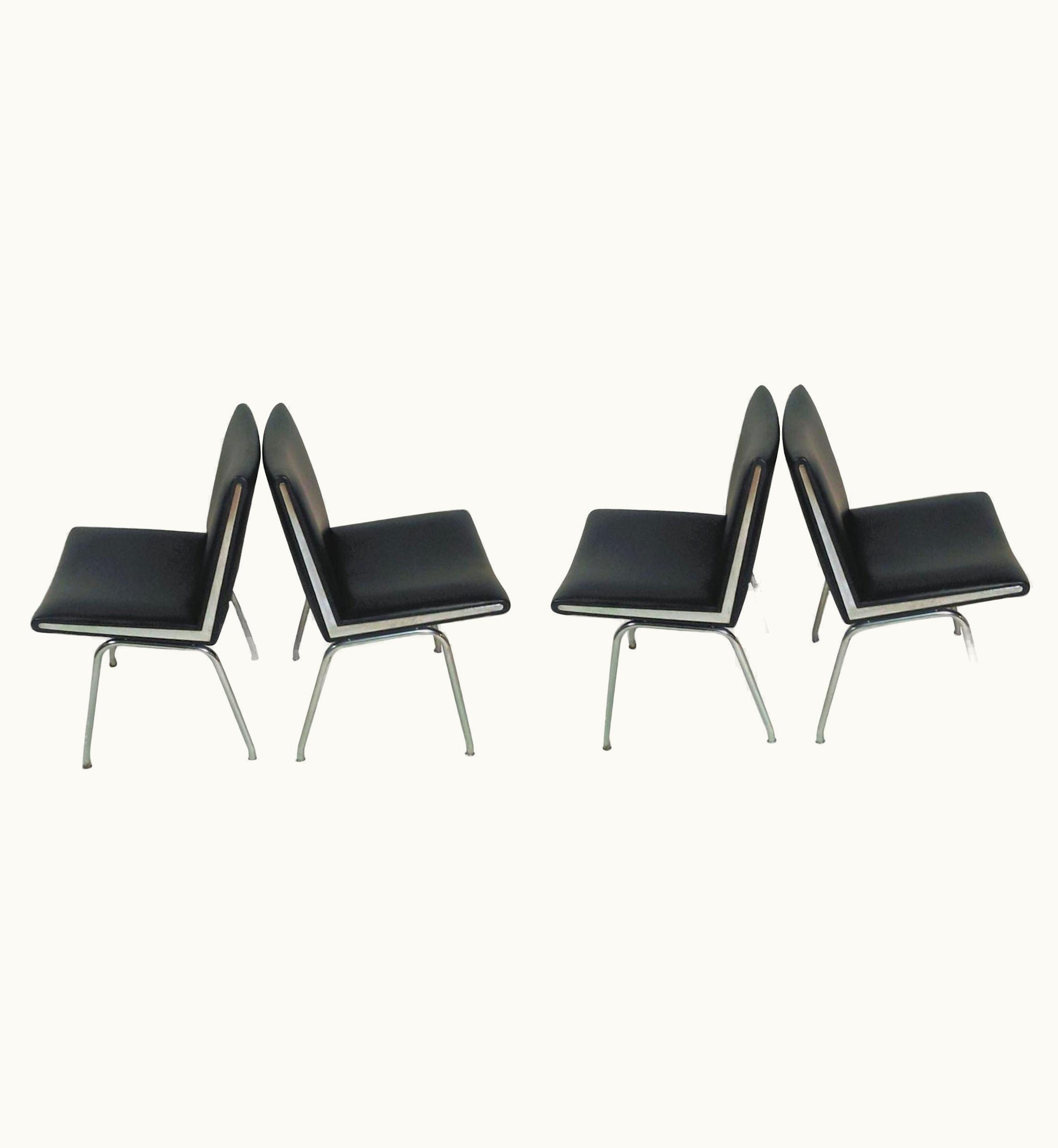 Hans J. Wegner Hans J. Wegner 1960s Hans J. Wegner Set Of Four Airport Lounge Chairs In Black By A.P. Stolen