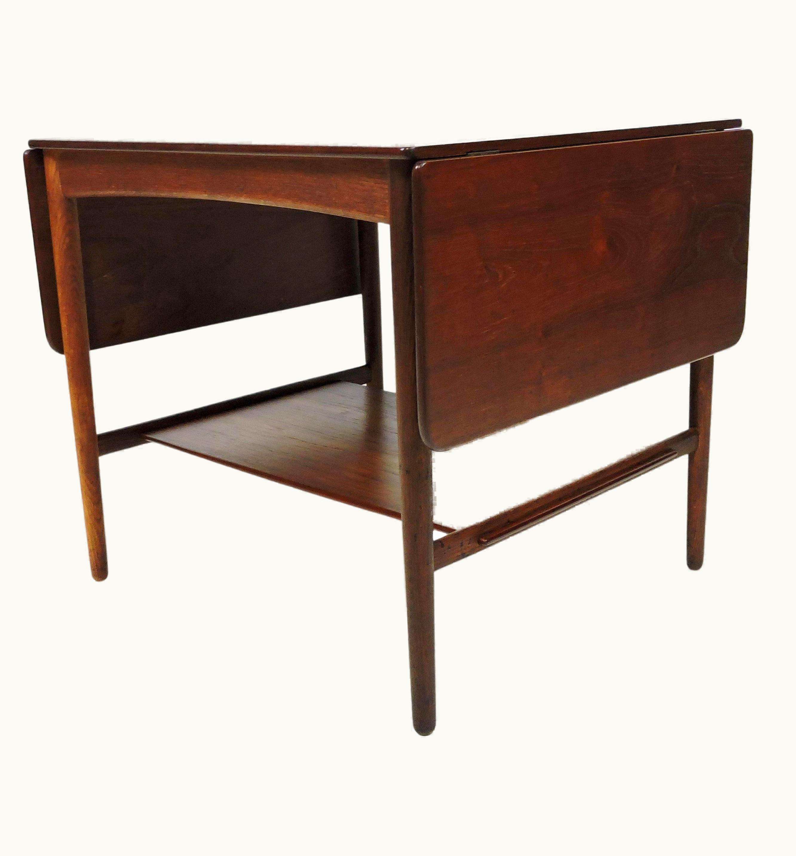 Hans J. Wegner Hans J. Wegner Danish Modern Teak & Oak Drop Leaf End Table For Andreas Tuck