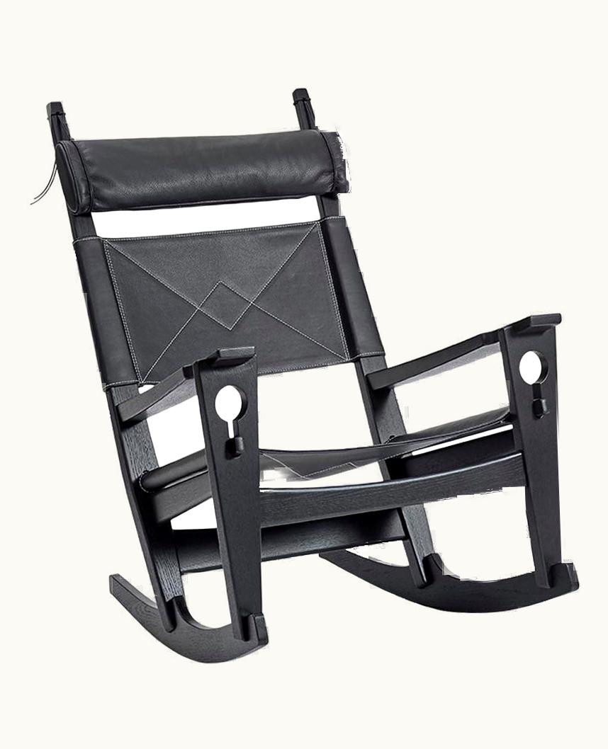 Hans J. Wegner Hans J. Wegner GE-673 Keyhole Rocker In Leather, Stained Oak