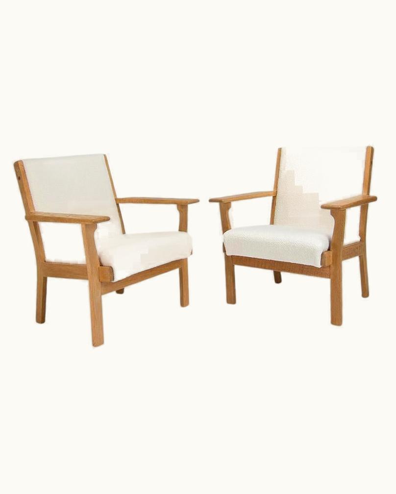 Hans J. Wegner Hans J. Wegner Armchairs In Oak & Wool By Getema, Scandinavian Design 1960's