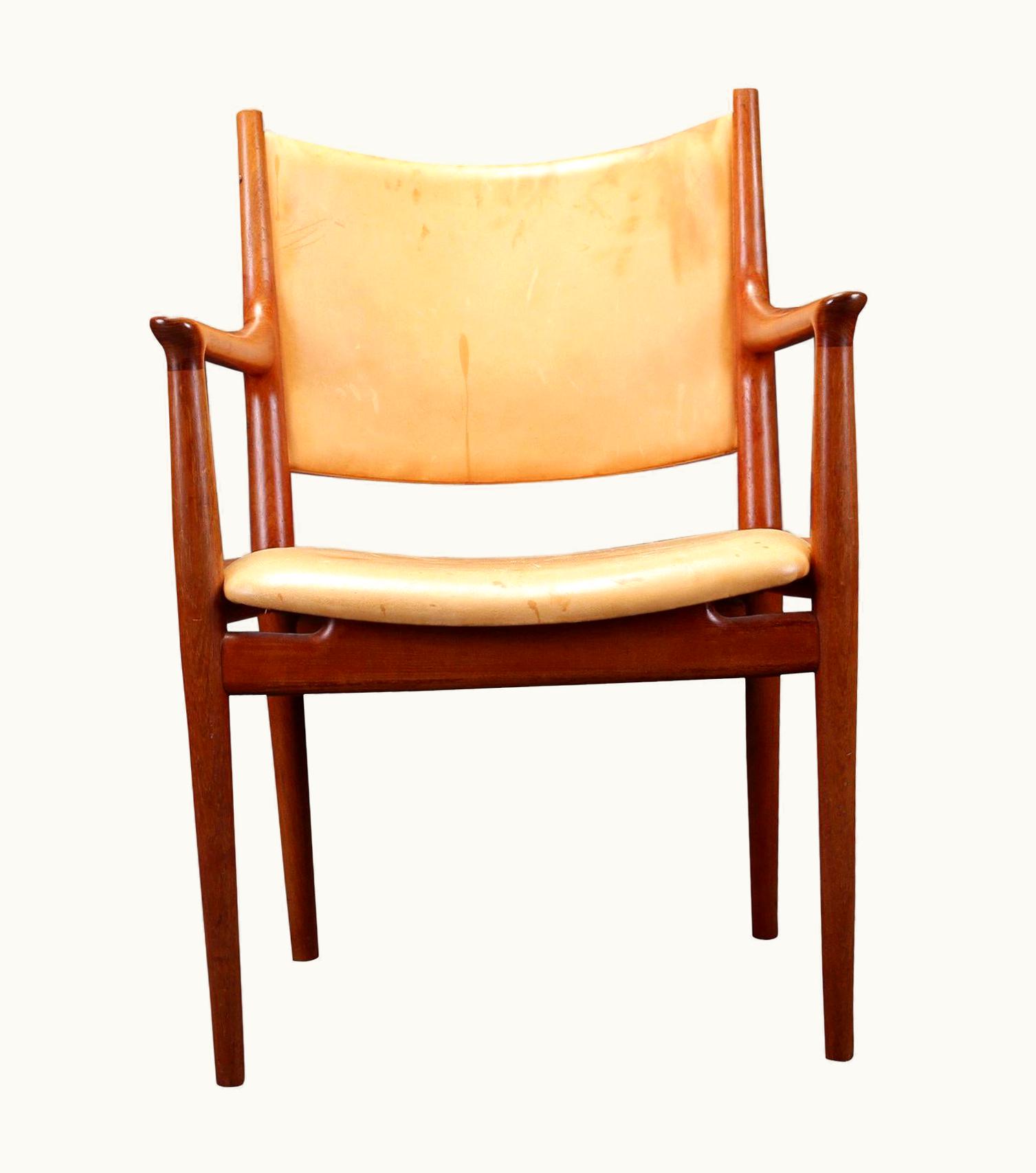 Hans J. Wegner Hans J. Wegner 1960s Wegner Armchair In Oak By Johannes Hansen Custom Upholstery
