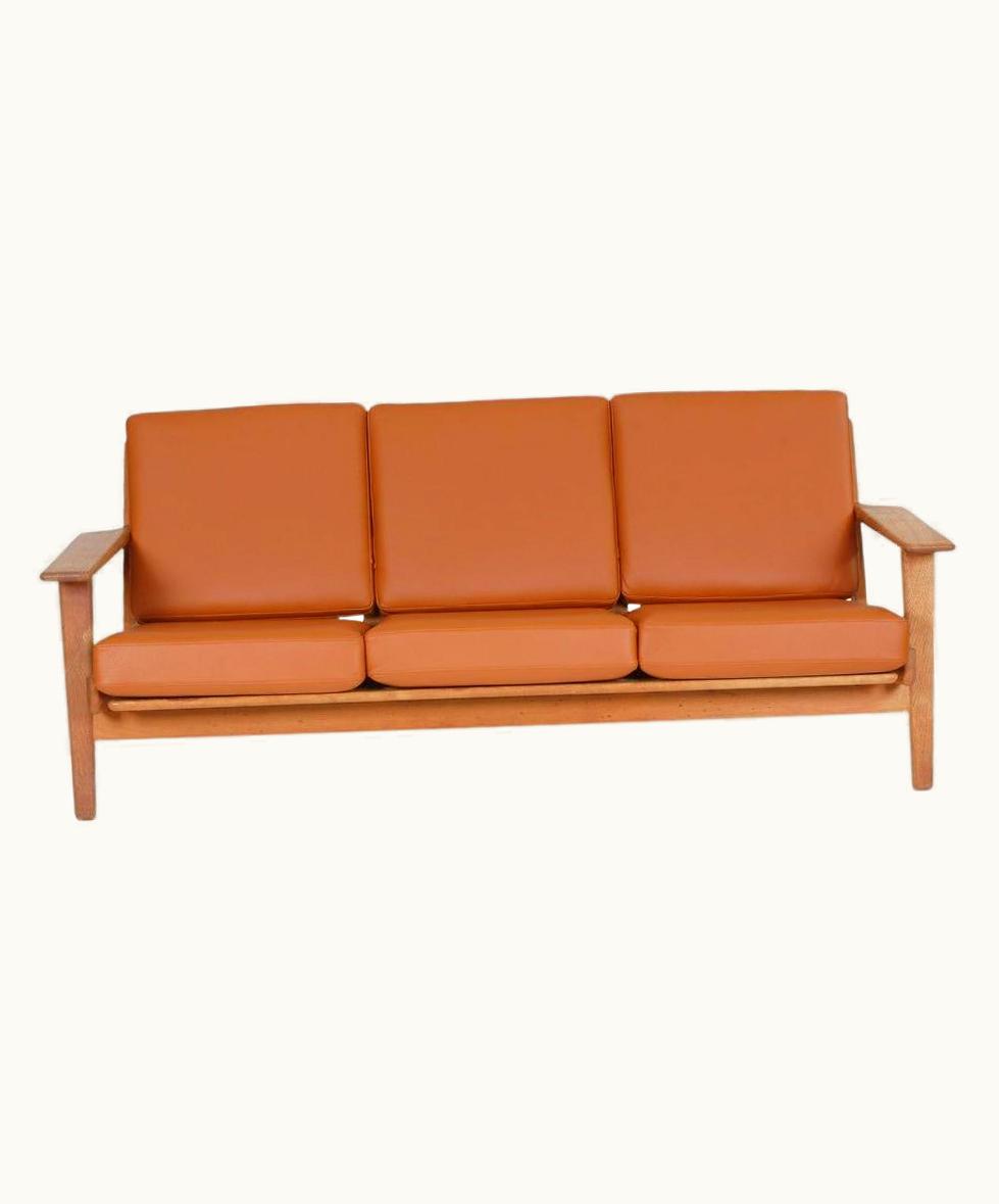Hans J. Wegner Hans J. Wegner Hans J Wegner 3pers Sofa, GE 290, Newly Upholstered With Cognac Bison Leather