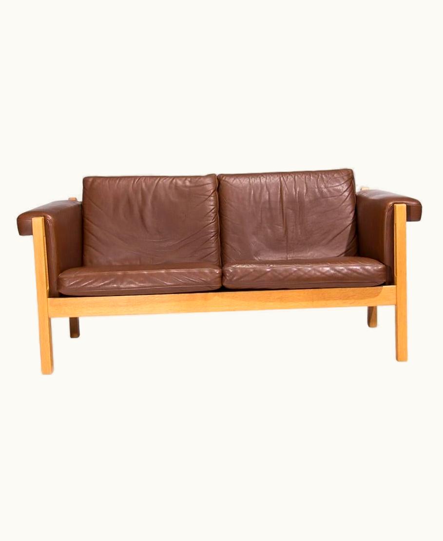 Hans J. Wegner Hans J. Wegner Leather Sofa In Oak Mid Century Danish Design, 1960's