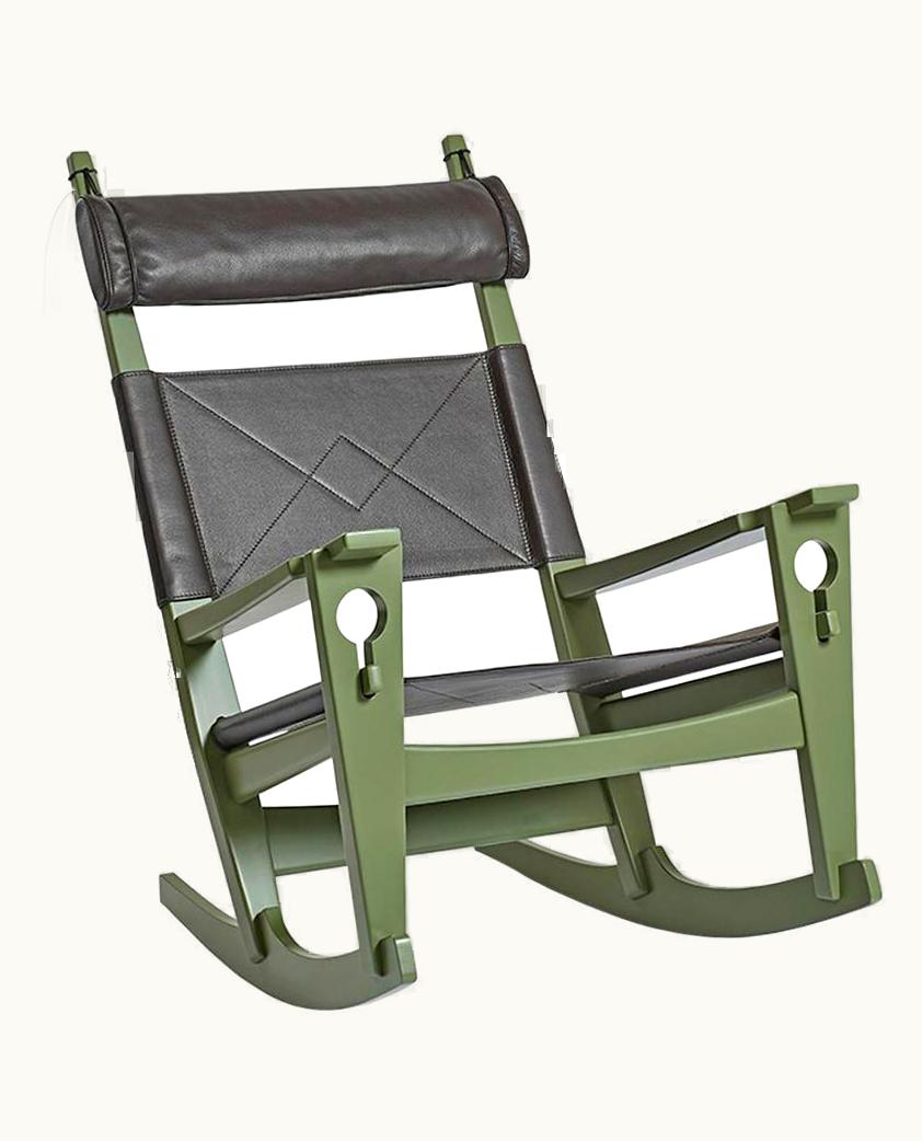 Hans J. Wegner Hans J. Wegner GE-673 Keyhole Rocker In Leather, Stained Beech