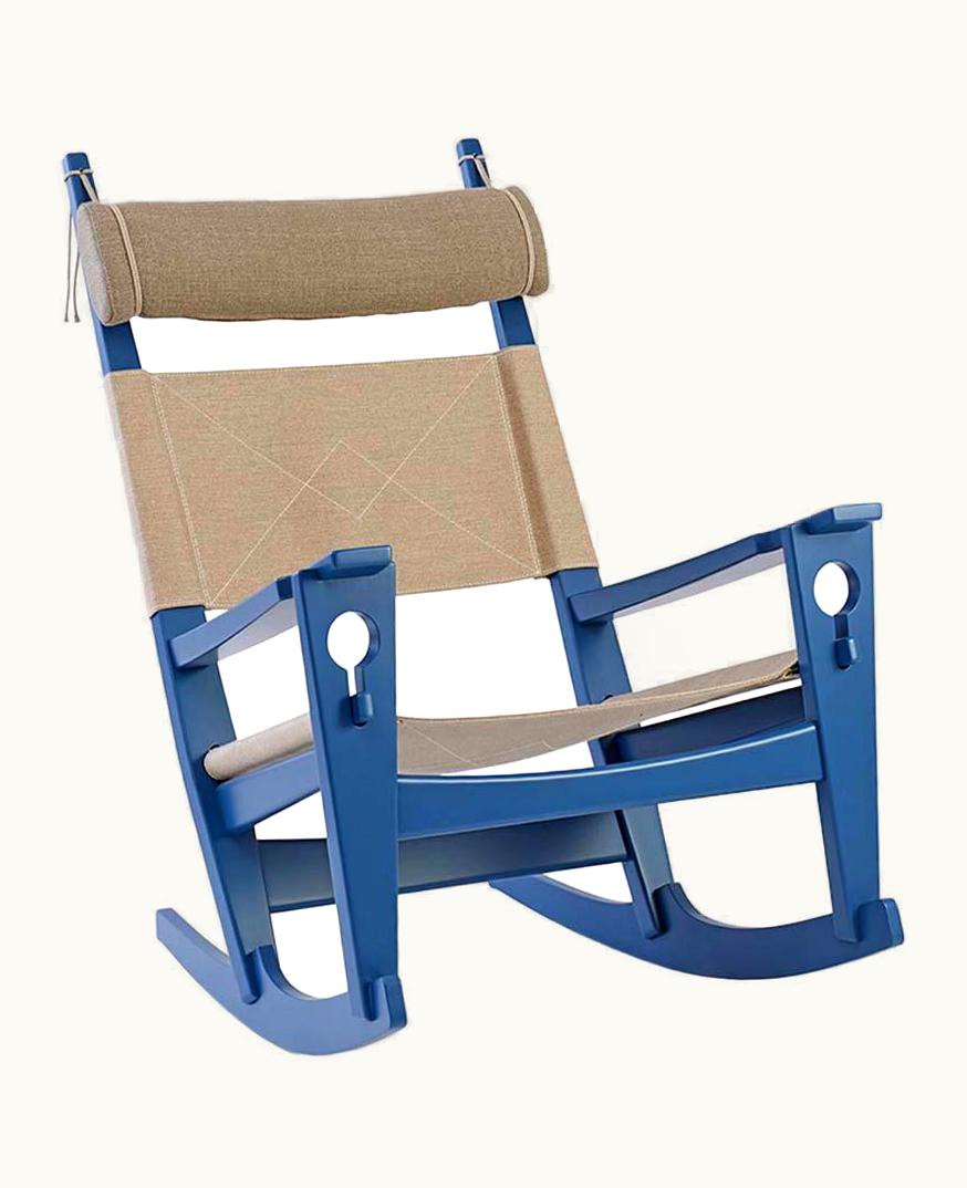 Hans J. Wegner Hans J. Wegner GE-673 Keyhole Rocker In Canvas, Stained Beech