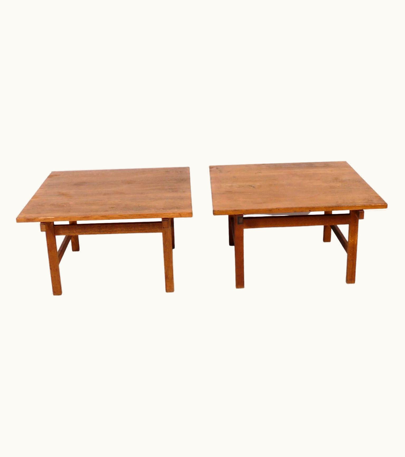 Hans J. Wegner Hans J. Wegner Large Scale Oak End Tables Or Night Stands