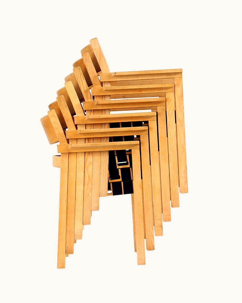 Hans J. Wegner Hans J. Wegner Set Of Six Stacking Armchairs By Hans Wegner & Johannes Hansen