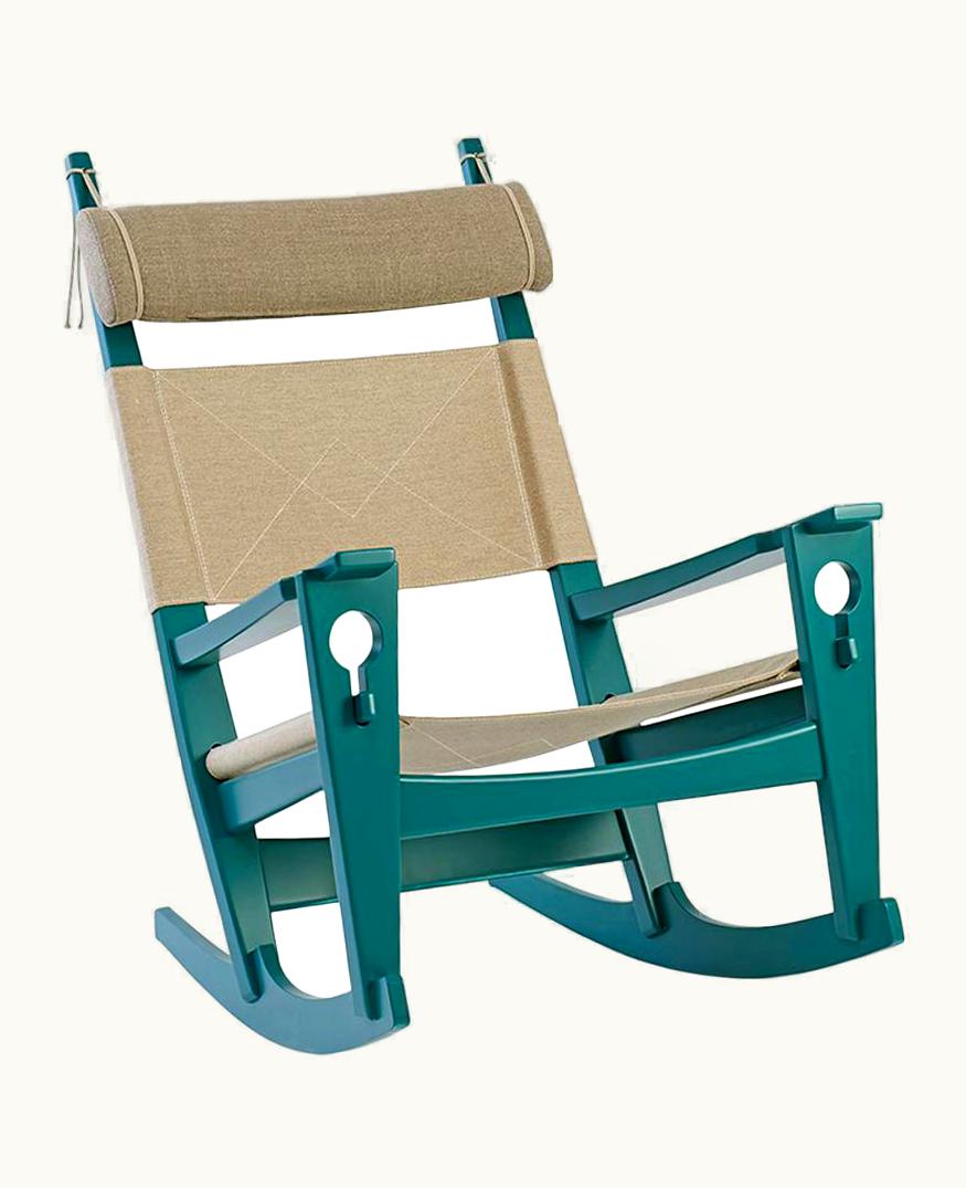 Hans J. Wegner Hans J. Wegner GE-673 Keyhole Rocker In Canvas, Stained Oak