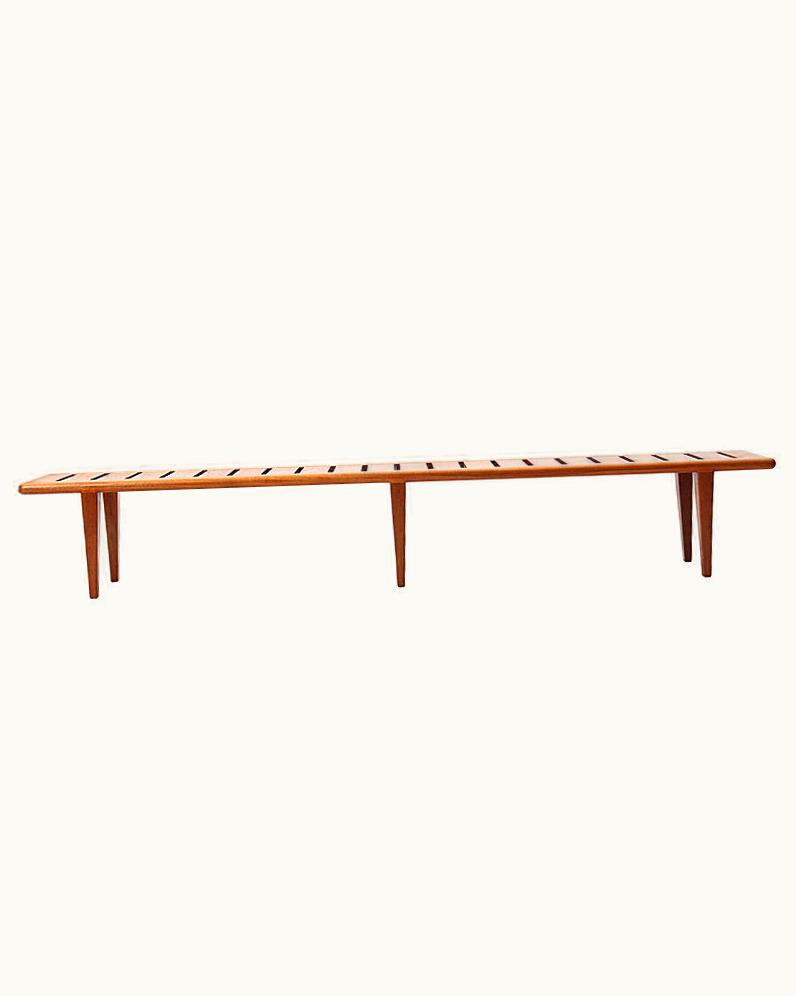 Hans J. Wegner Hans J. Wegner 1950s Danish Solid Teak Slatted Bench By Hans J. Wegner For Johannes Hansen UZ0192344