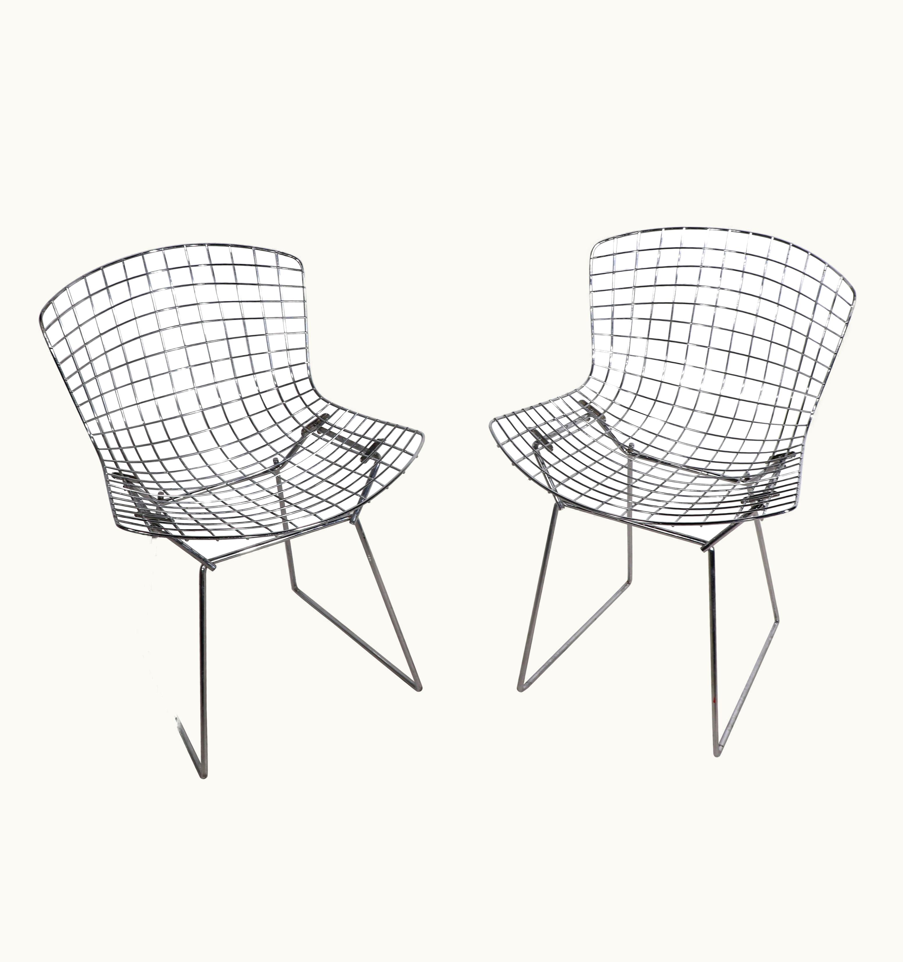 Harry Bertoia Harry Bertoia Pr Knoll Bertoia Side Chairs In Bright Chrome Ca. 1970's