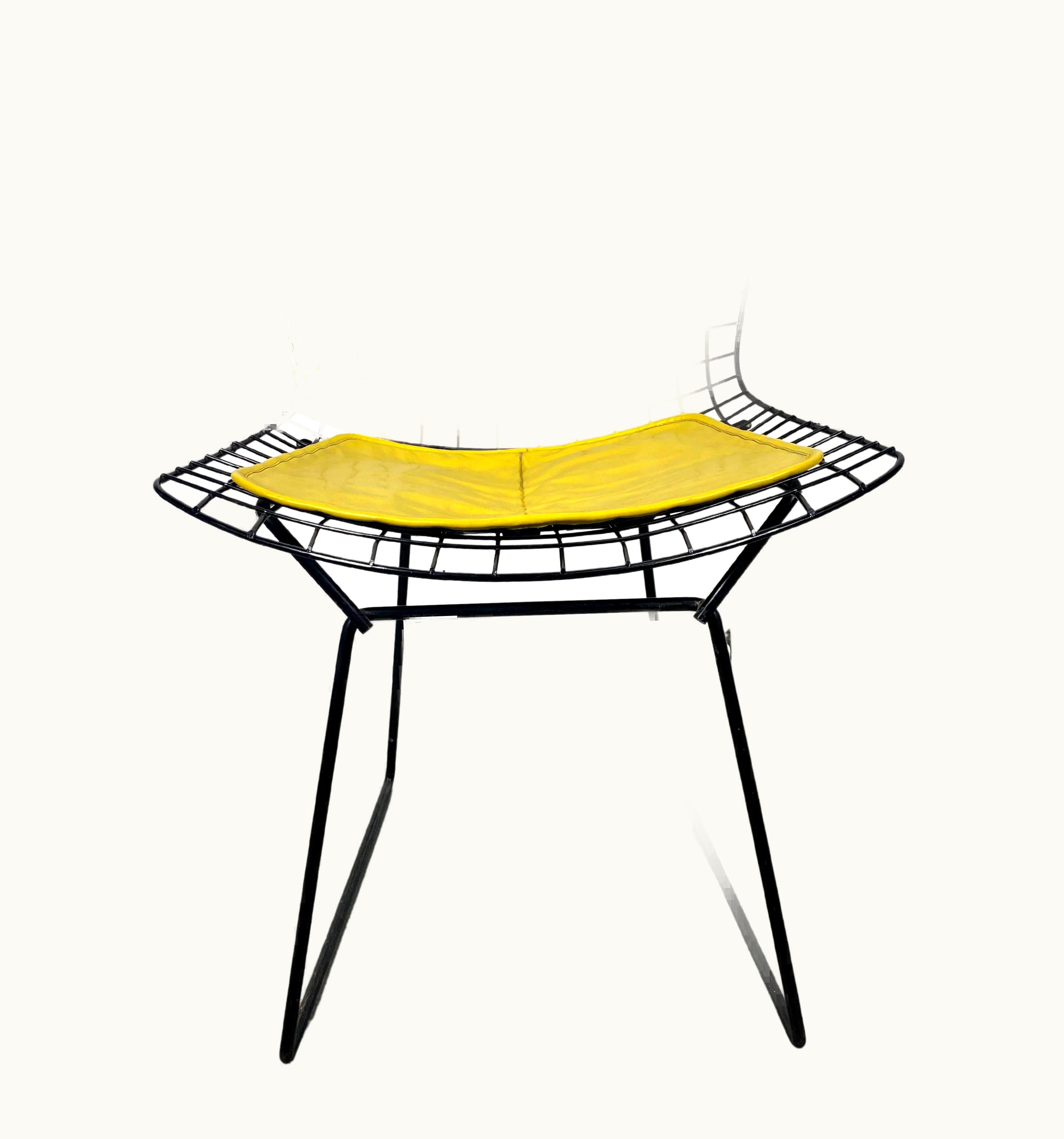 Harry Bertoia Harry Bertoia Vintage Mid-Century Black Knoll Bertoia Side Chair, Original Yellow Seat Pad
