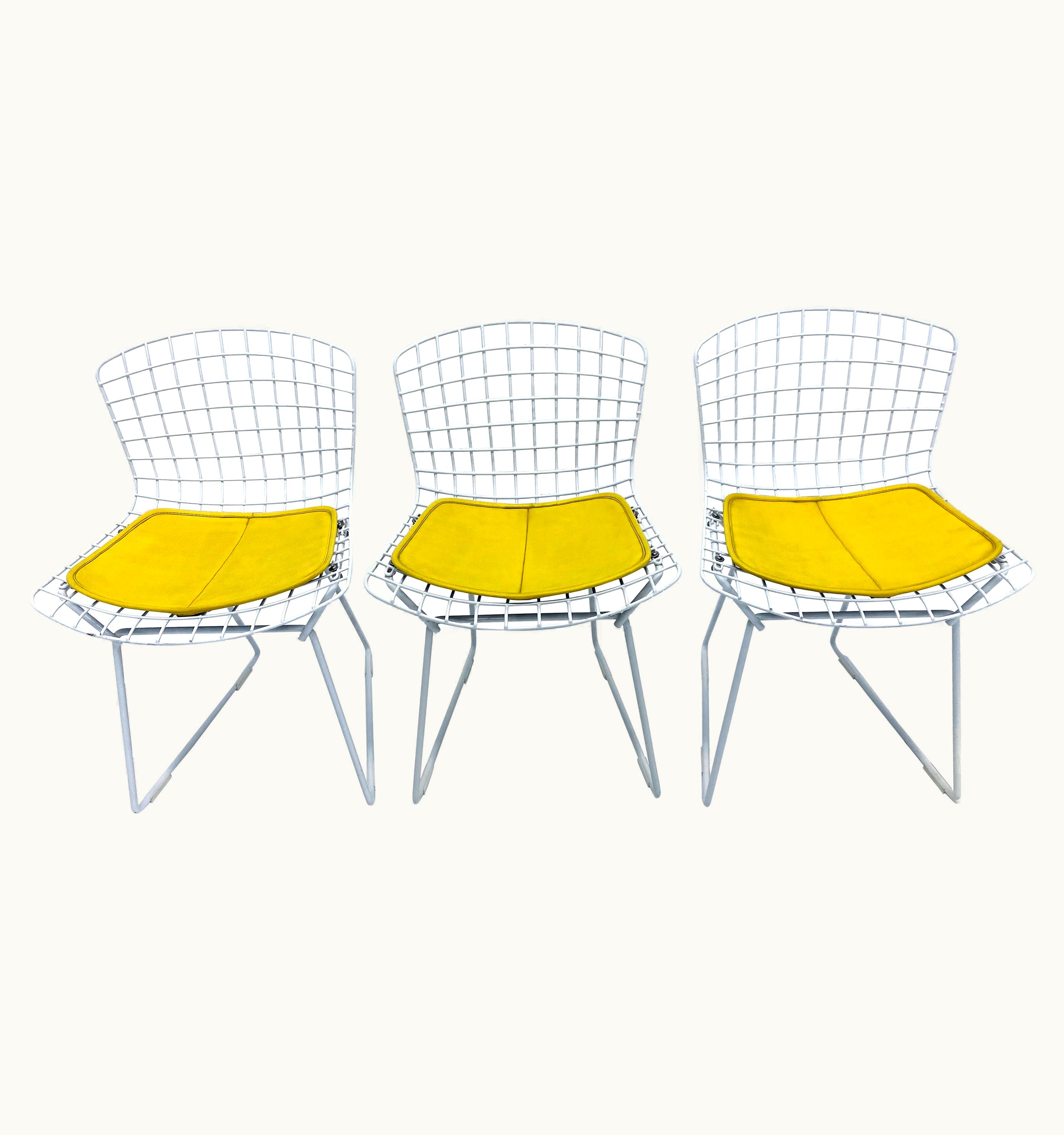 Harry Bertoia Harry Bertoia Set Of Three Harry Bertoia Children's Wire Chairs With Yellow Seats For Knoll