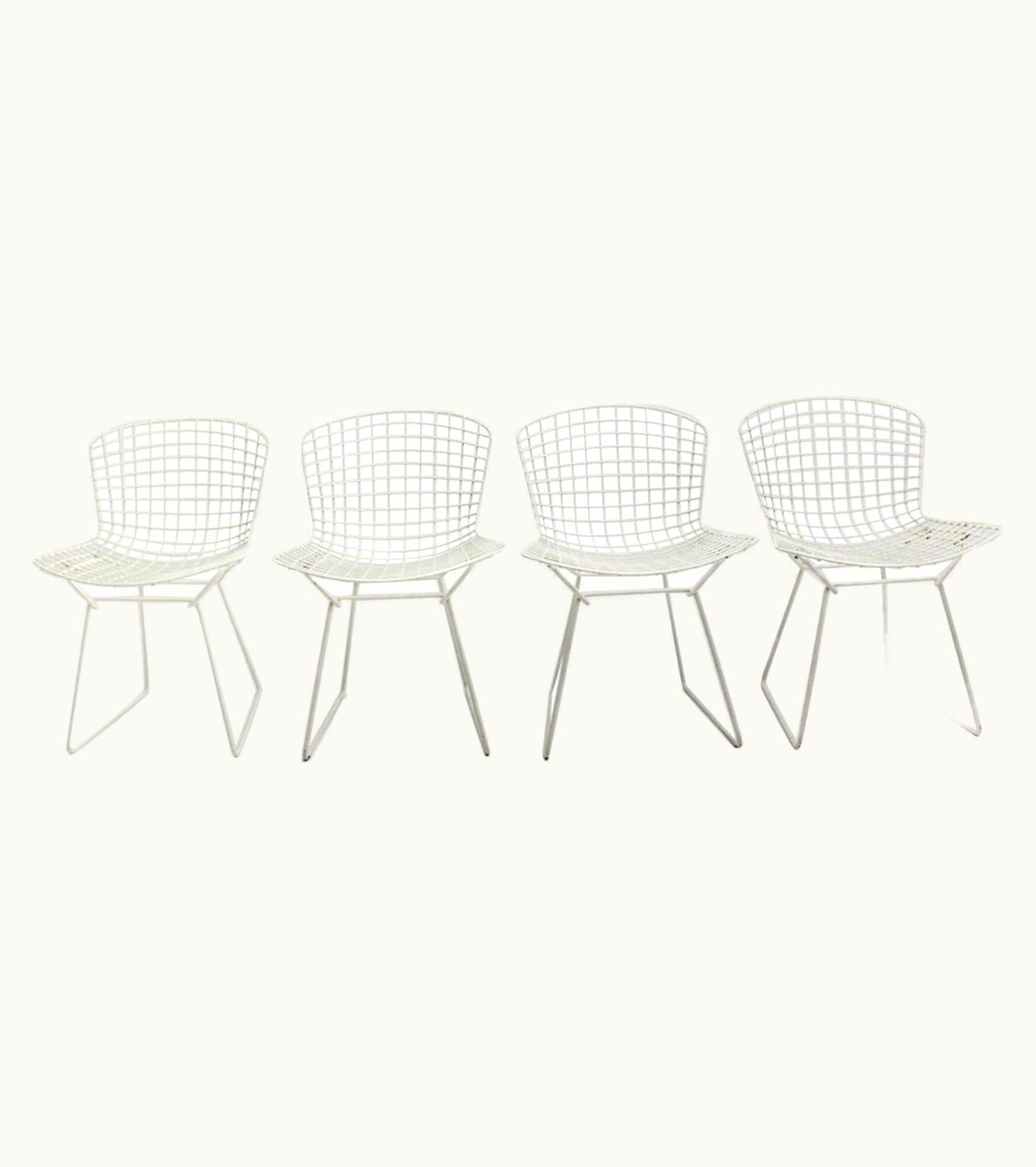 Harry Bertoia Harry Bertoia Mid-Century Modern Vintage Set Of Four White Dining Chairs, 1950s