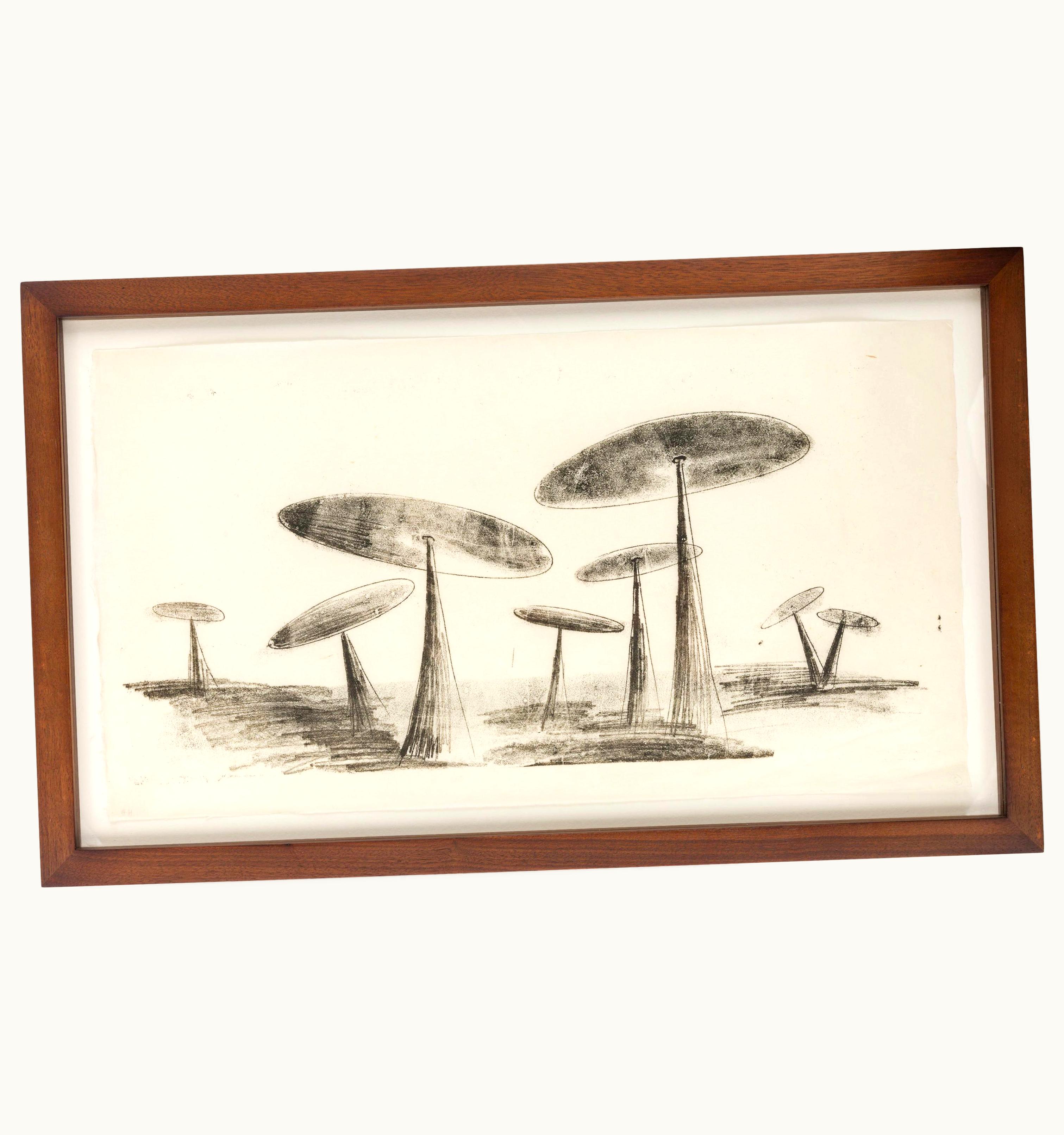 Harry Bertoia Harry Bertoia Framed Monoprint On Rice Paper, USA 1960s