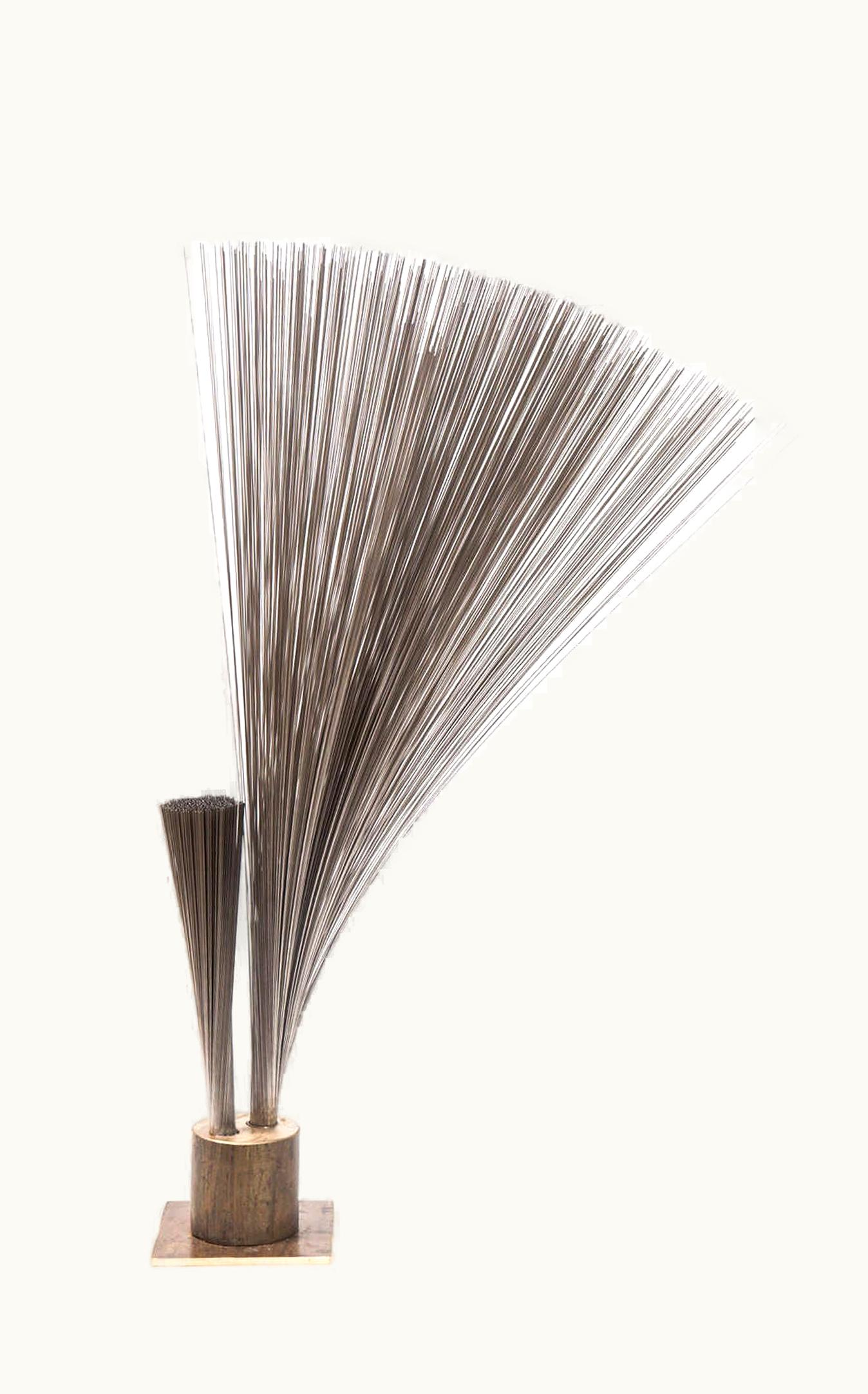 Harry Bertoia Harry Bertoia Val Bertoia Double Vertical Spray Sculpture, Steel Wires With Brass Base, 2014