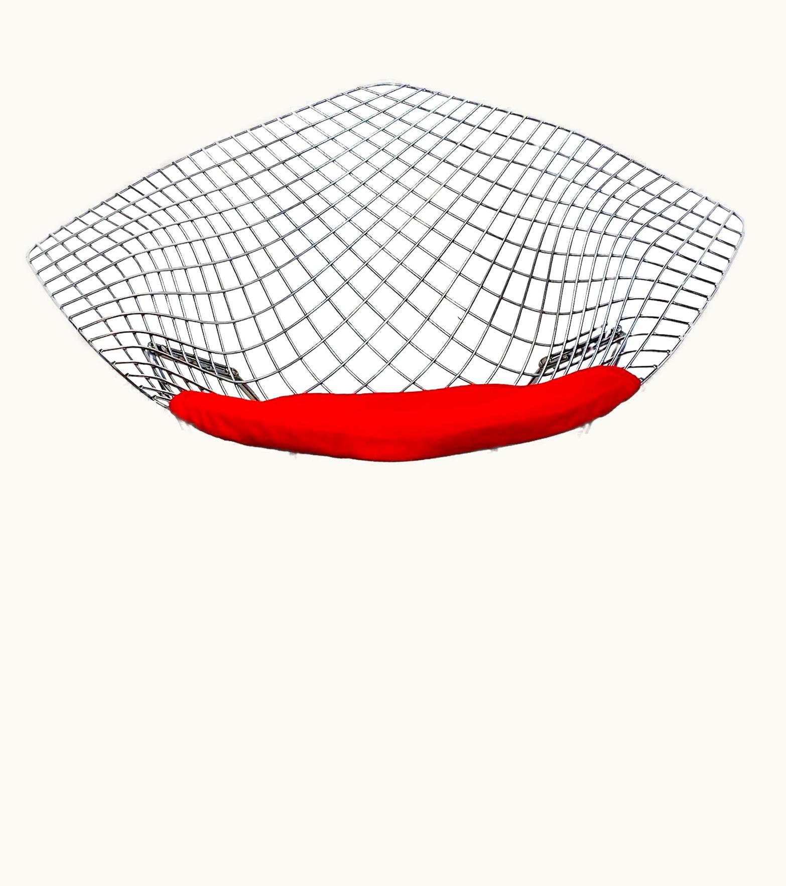 Knoll;Harry Bertoia Knoll;Harry Bertoia USA Mid-Century Red Cushion And Steel Diamond Armchair By Bertoia For Knoll, 1970