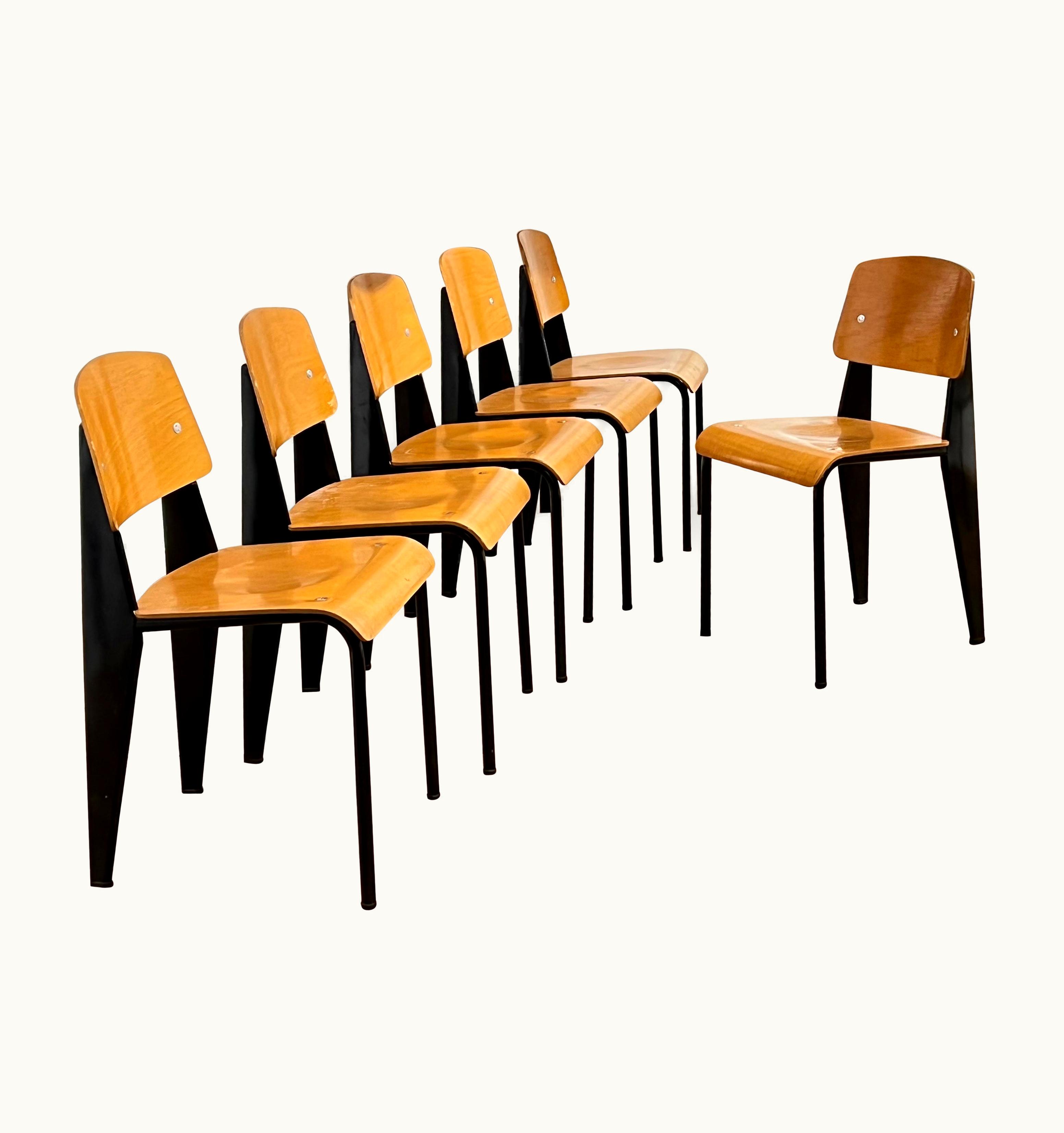 Jean Prouvé Jean Prouvé 6 Standard Chairs By Jean Prouve 1950s