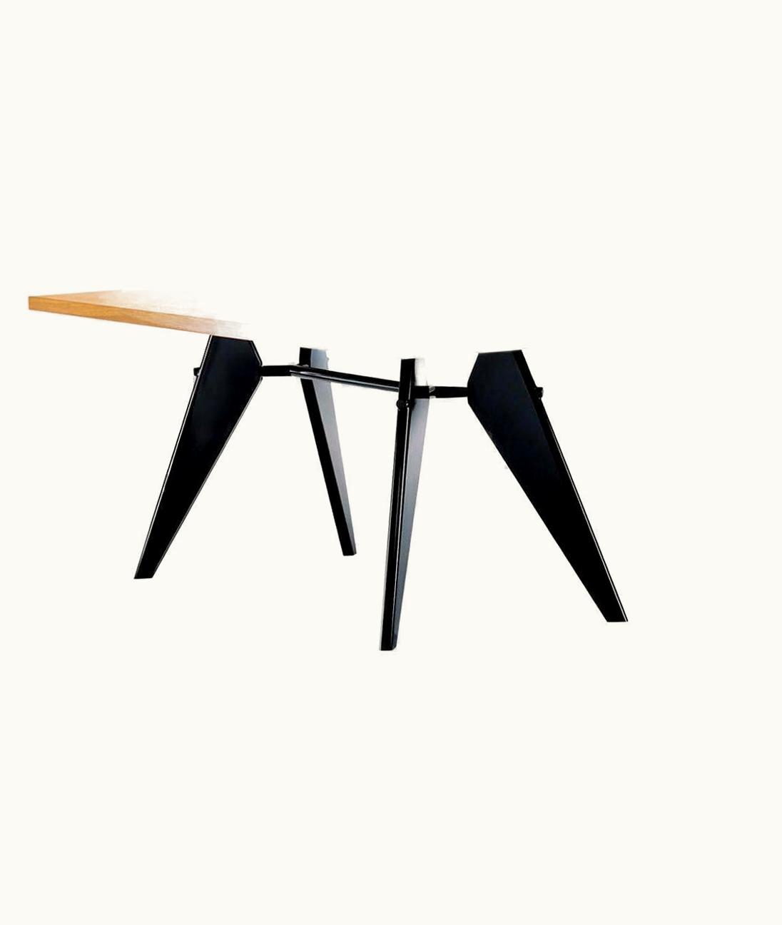 Jean Prouvé Jean Prouvé VItra Em Table In Solid Natural Oak And Deep Black By Jean Prouvé