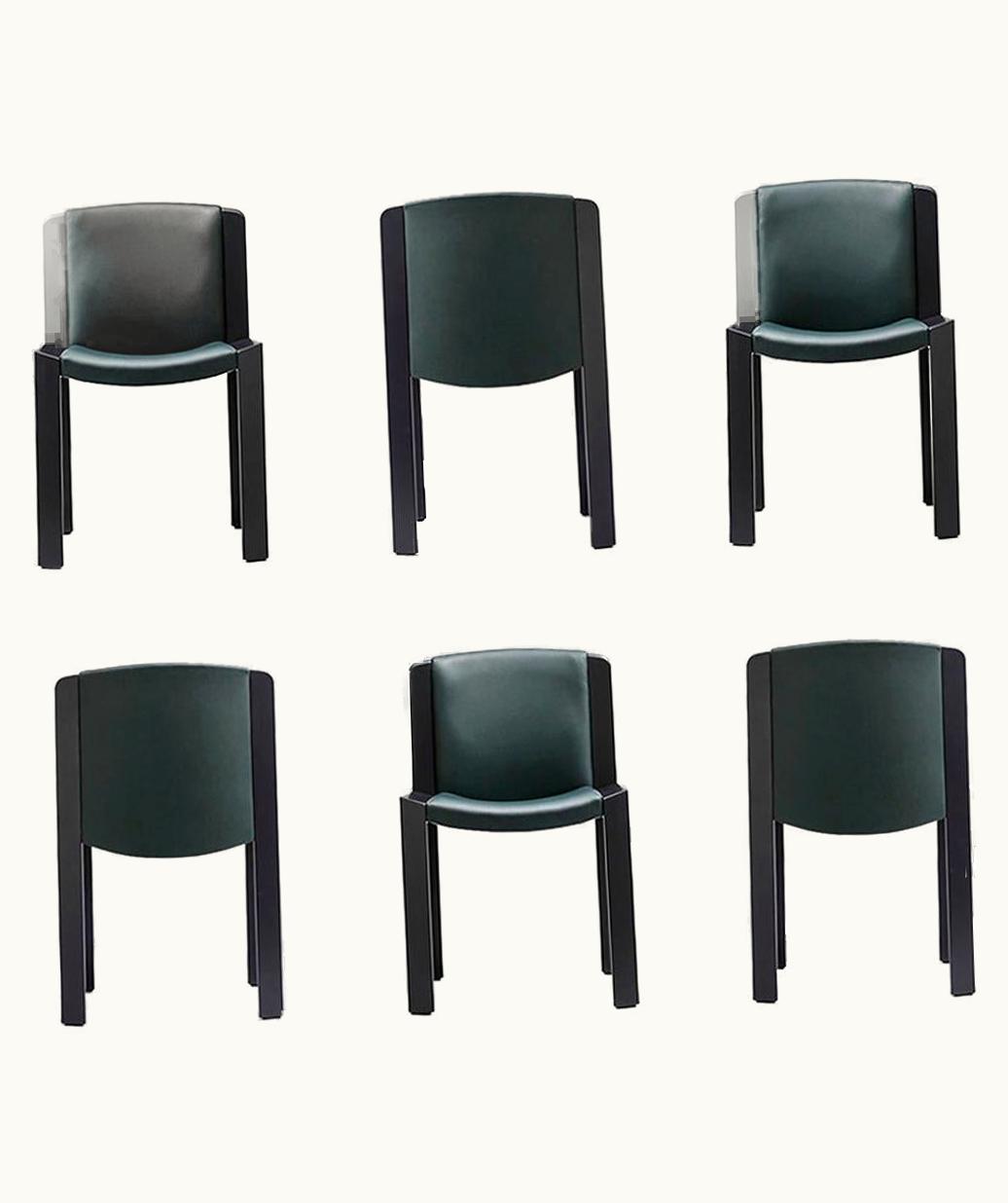 Joe Colombo Joe Colombo Set Of Six Joe Colombo 'Chair 300' Wood And Sørensen Leather By Karakter UZ0192743